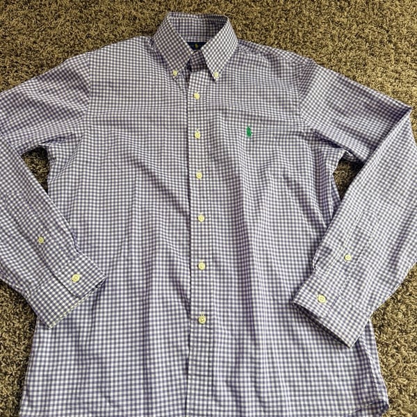 Polo Ralph Lauren Gingham Button Down Shirt Purple Long Sleeve