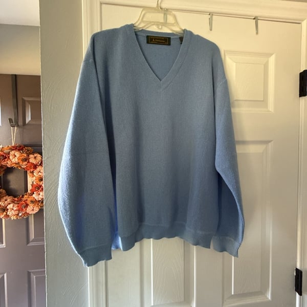 Peru Unlimited V-Neck Sweater Size L Blue Alpaca Wool