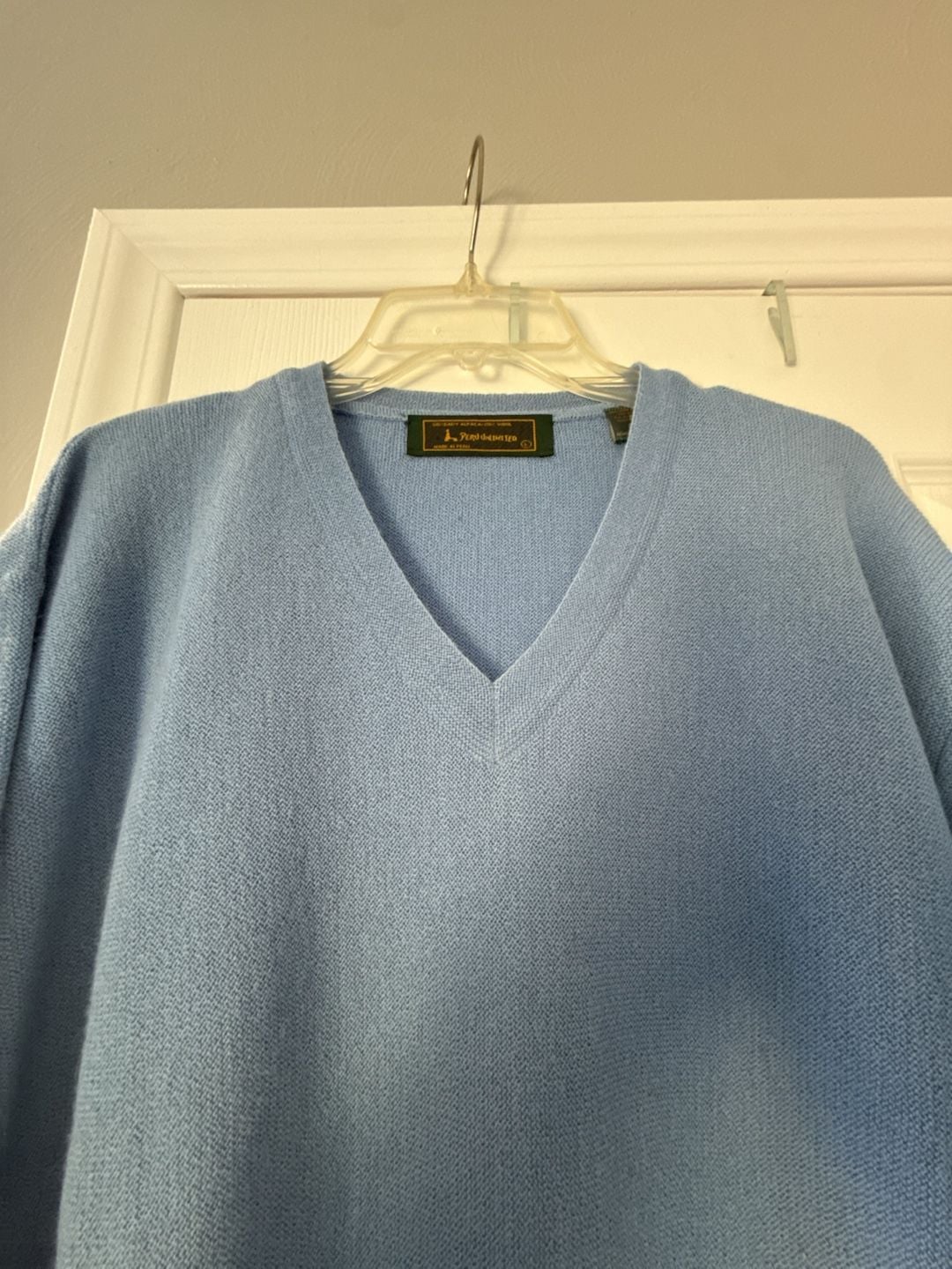 Peru Unlimited V-Neck Sweater Size L Blue Alpaca Wool 4