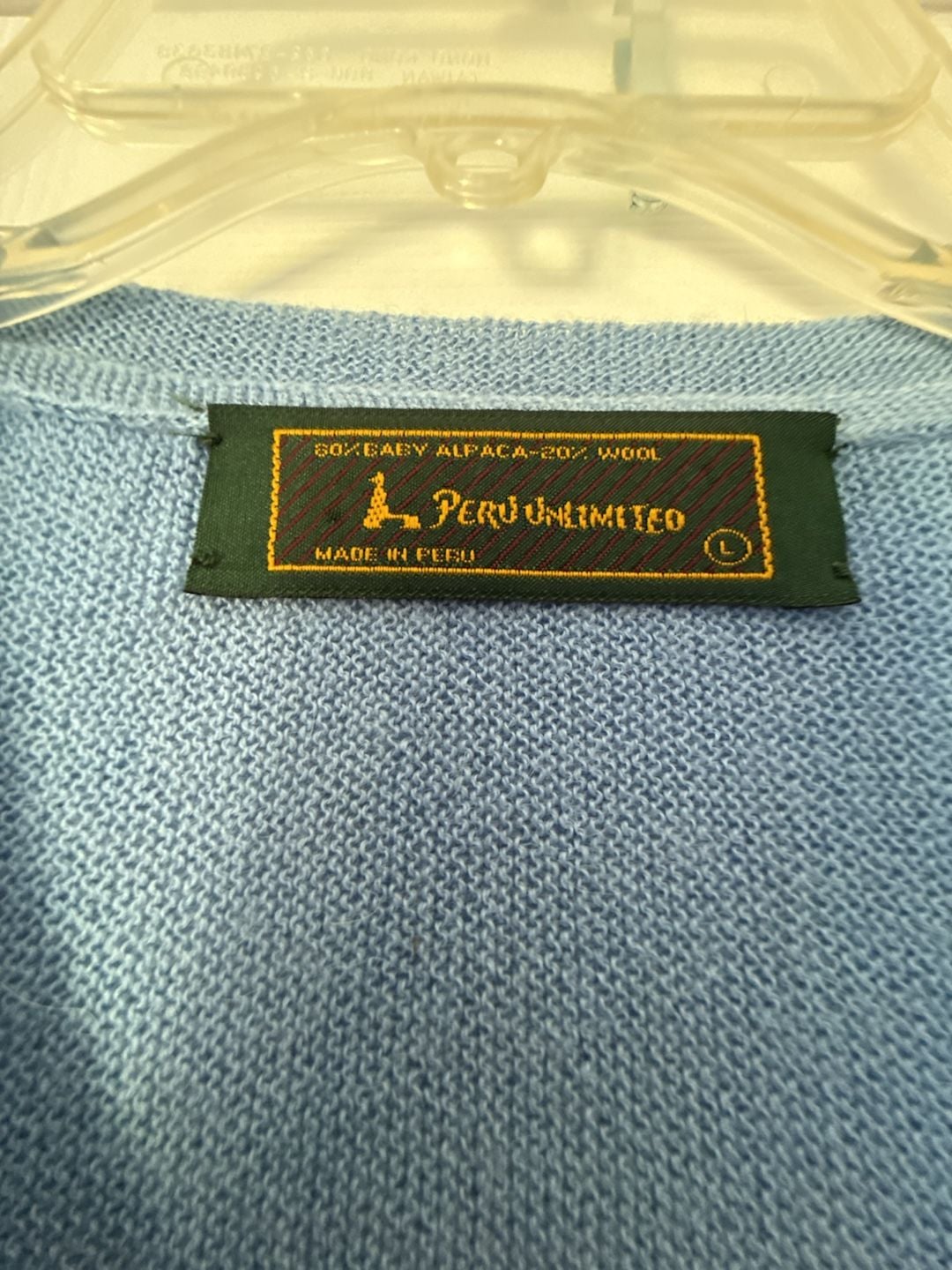 Peru Unlimited V-Neck Sweater Size L Blue Alpaca Wool 5