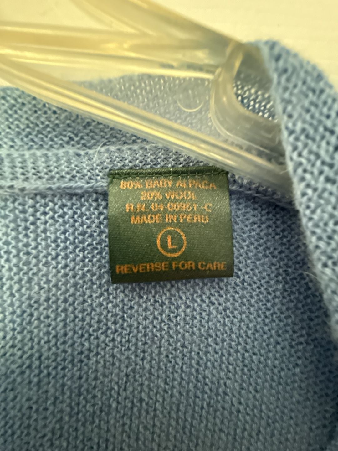 Peru Unlimited V-Neck Sweater Size L Blue Alpaca Wool 6