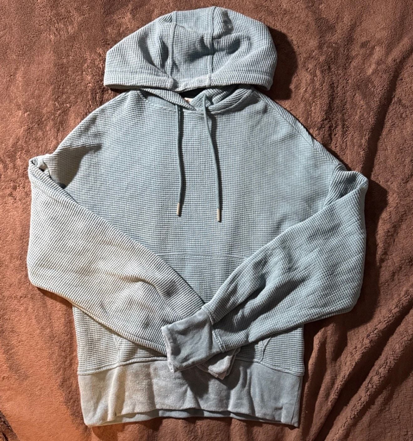 Athleta Balance Waffle Hoodie Size XXS Blue Lyocell Cotton Pullover 1
