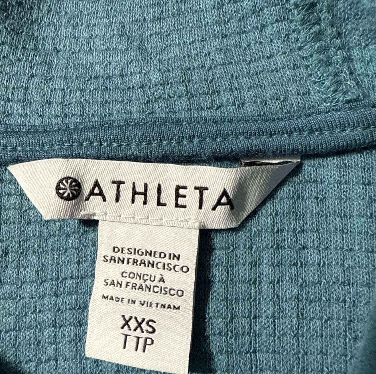 Athleta Balance Waffle Hoodie Size XXS Blue Lyocell Cotton Pullover 2