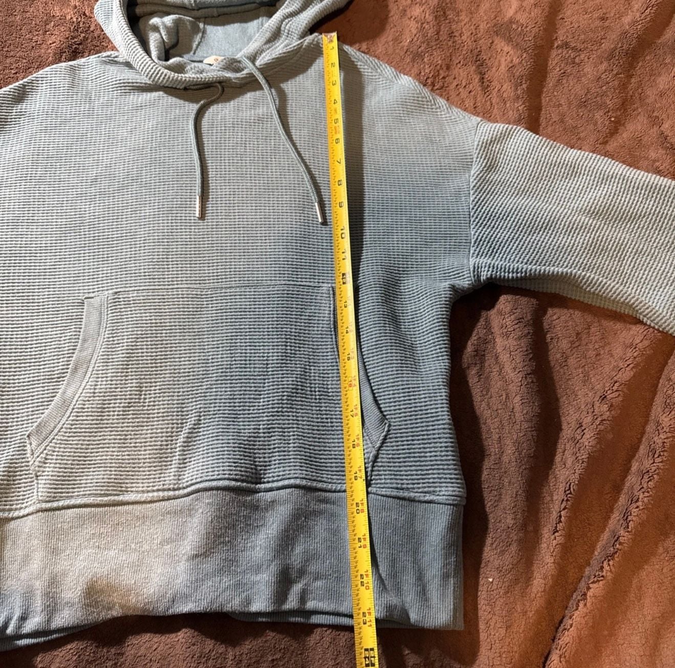 Athleta Balance Waffle Hoodie Size XXS Blue Lyocell Cotton Pullover 6