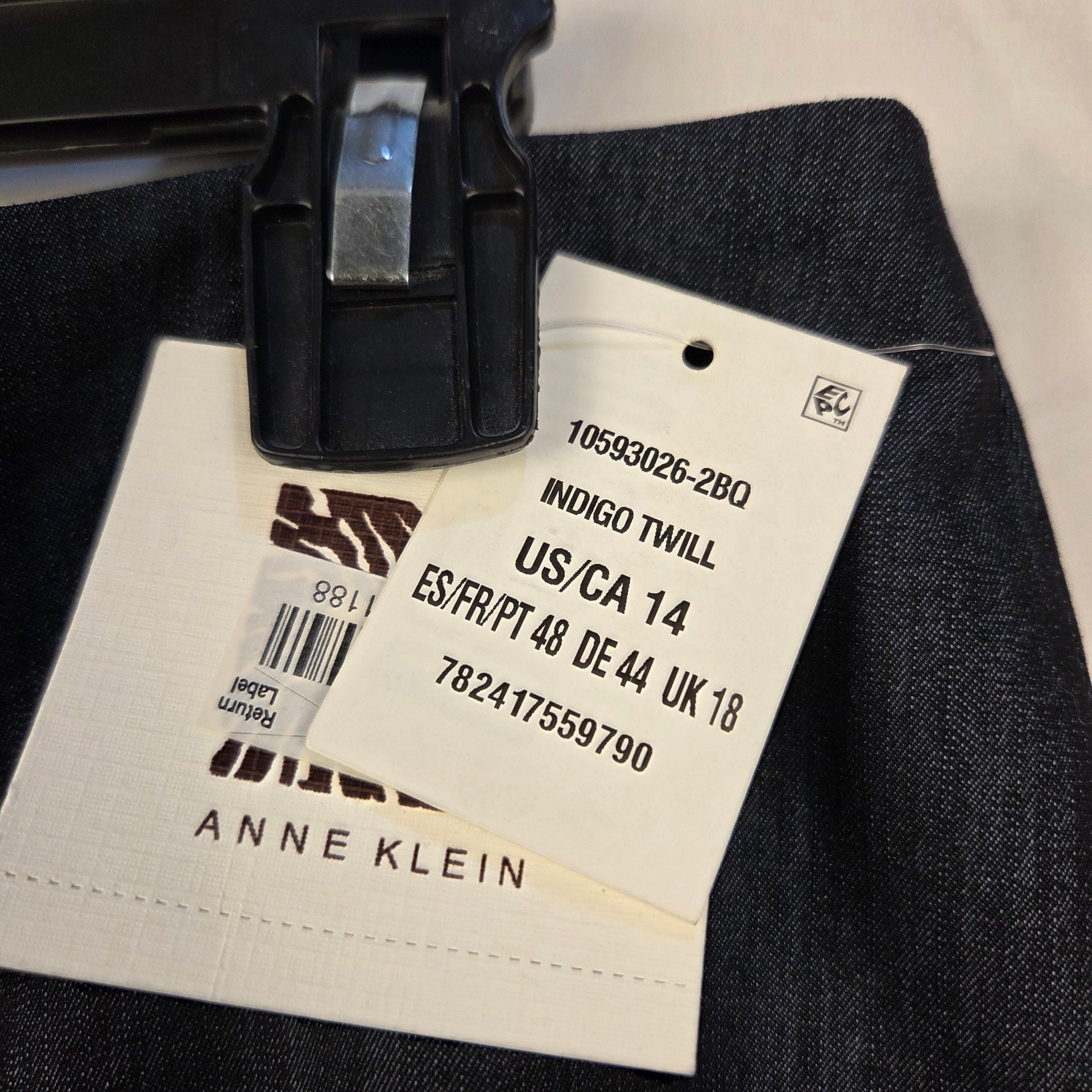 Anne Klein Skirt Size 14 Indigo Twill Pencil 3