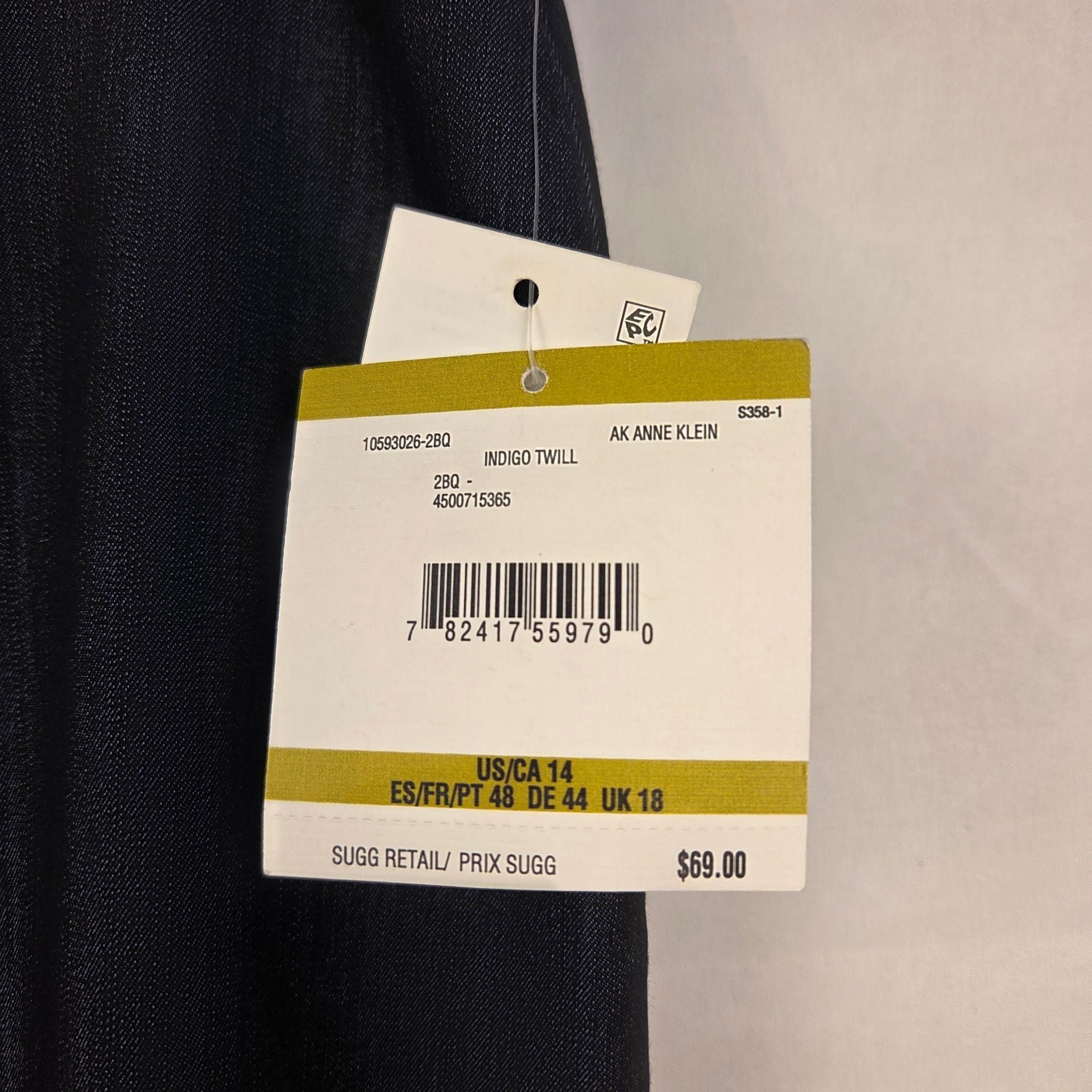 Anne Klein Skirt Size 14 Indigo Twill Pencil 4