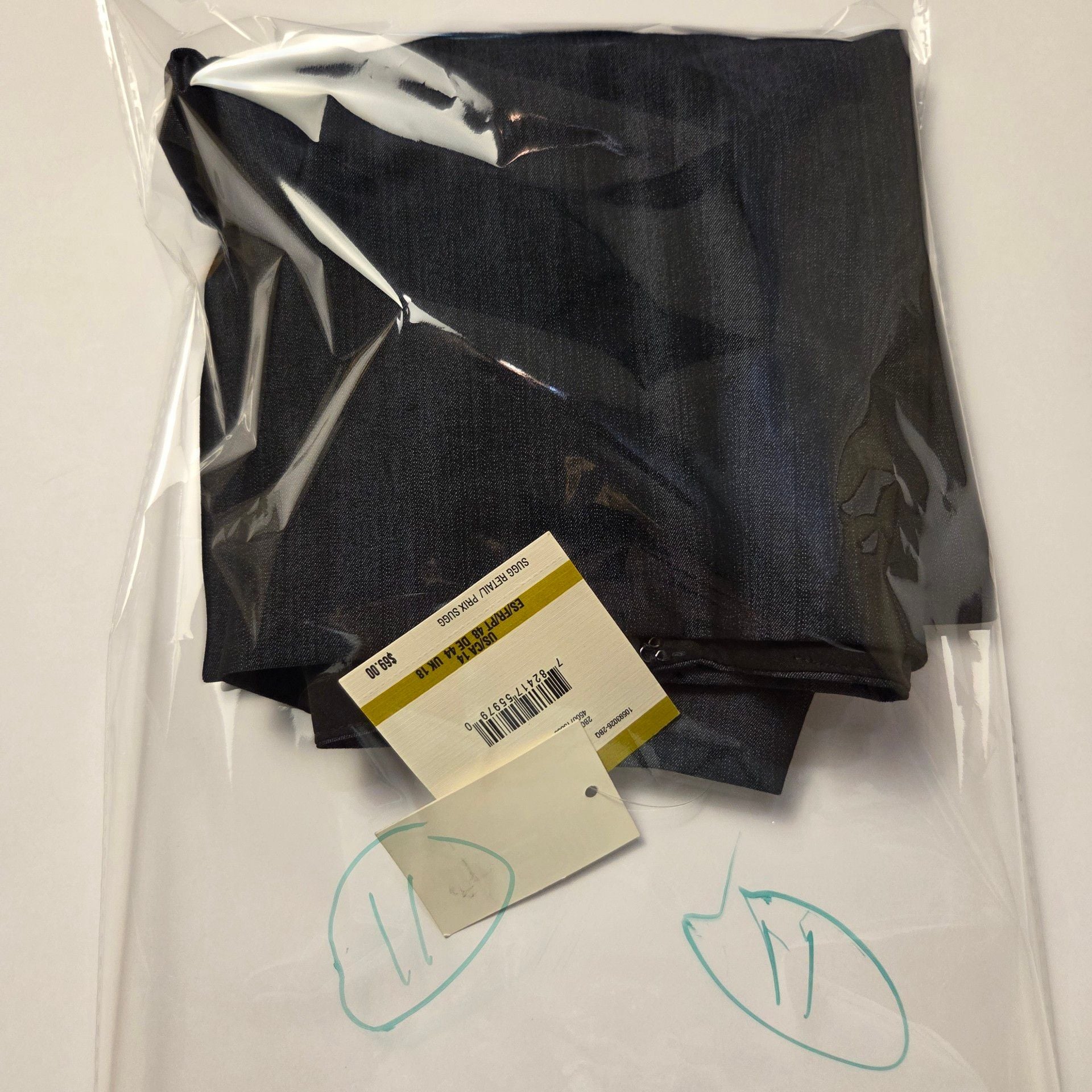 Anne Klein Skirt Size 14 Indigo Twill Pencil 15