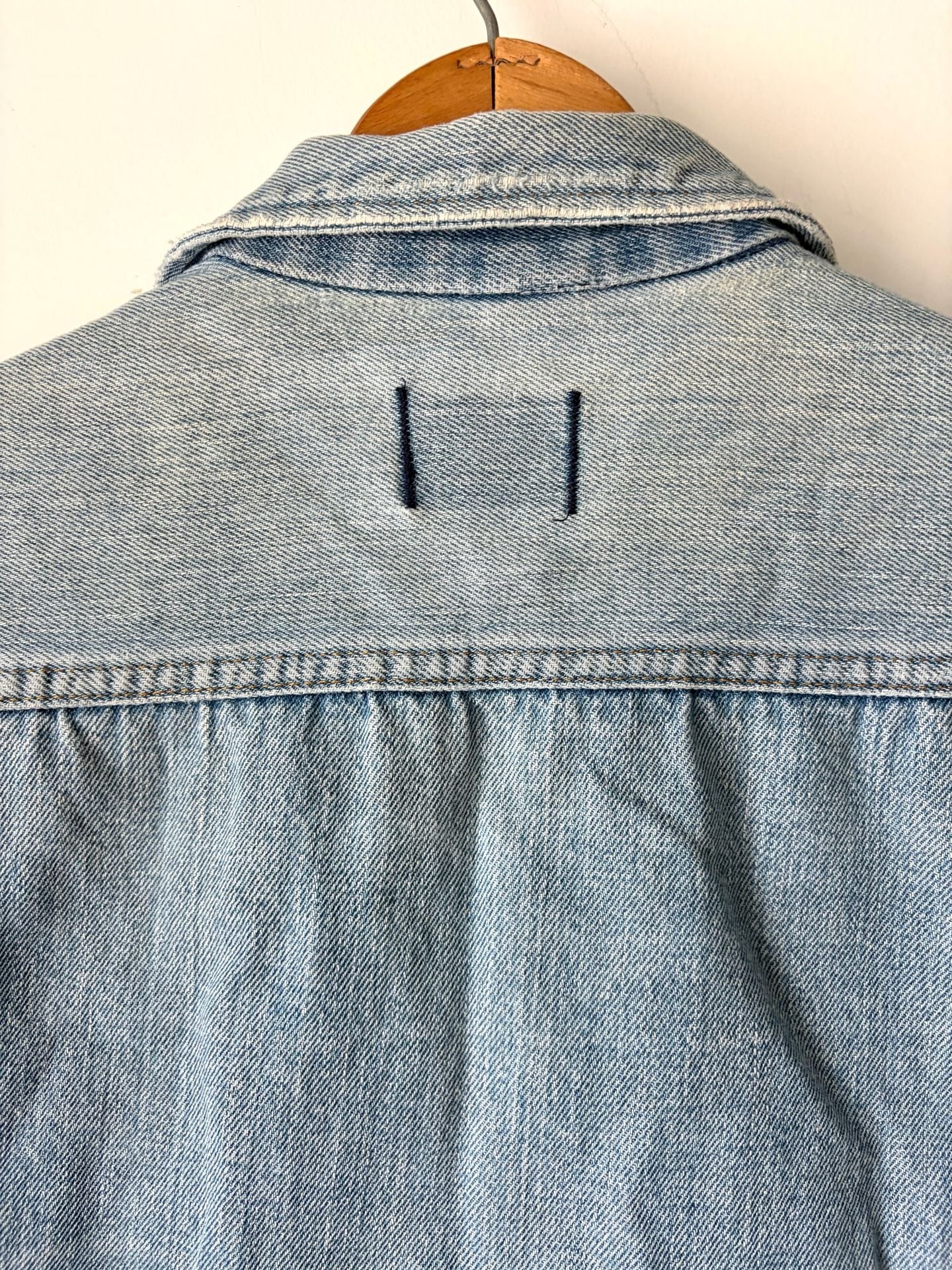 Bar C Authentic Western 1980s Denim Jacket Blue Wash Distressed Harley Davidson Patch 5