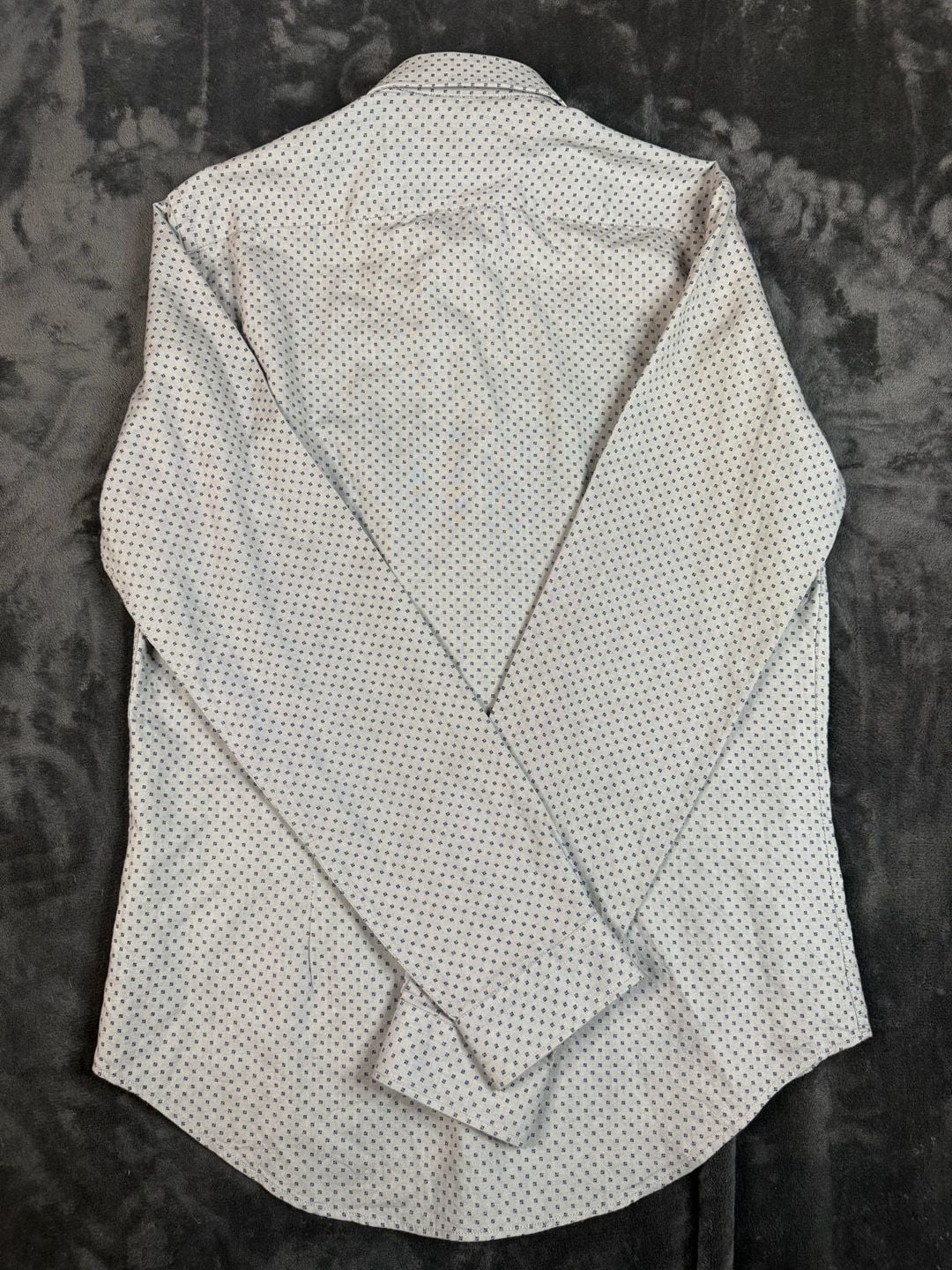 Zara Man Slim Fit Long Sleeve Button Up Shirt Size L Gray Dot Print#148 6