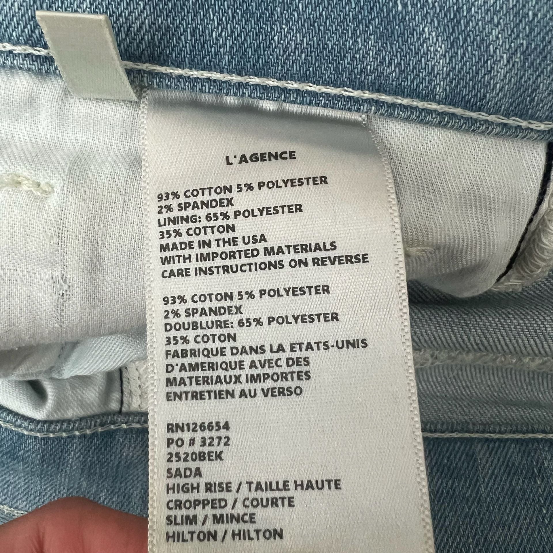 L'Agence Sada High Rise Slim Cropped Denim Jeans Size 25 Light Wash Raw Hem 9