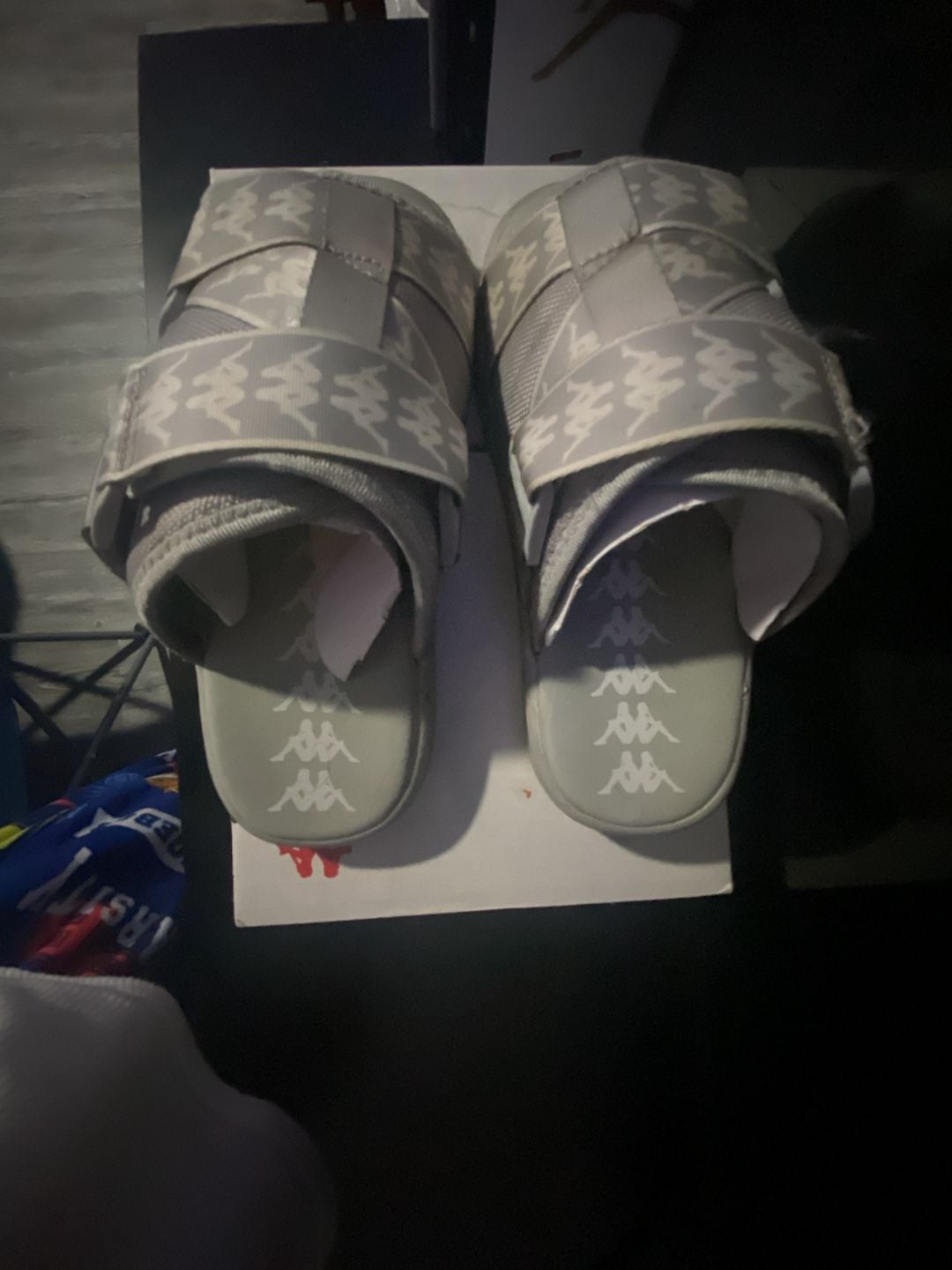 Kappa 222 Banda Mitel 1 Slides Sandals Grey White 3