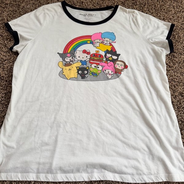 Hello Kitty and Friends Graphic Ringer T-Shirt Size 2 White