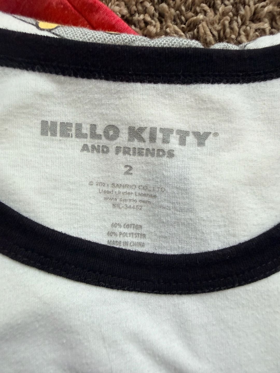 Hello Kitty and Friends Graphic Ringer T-Shirt Size 2 White 4