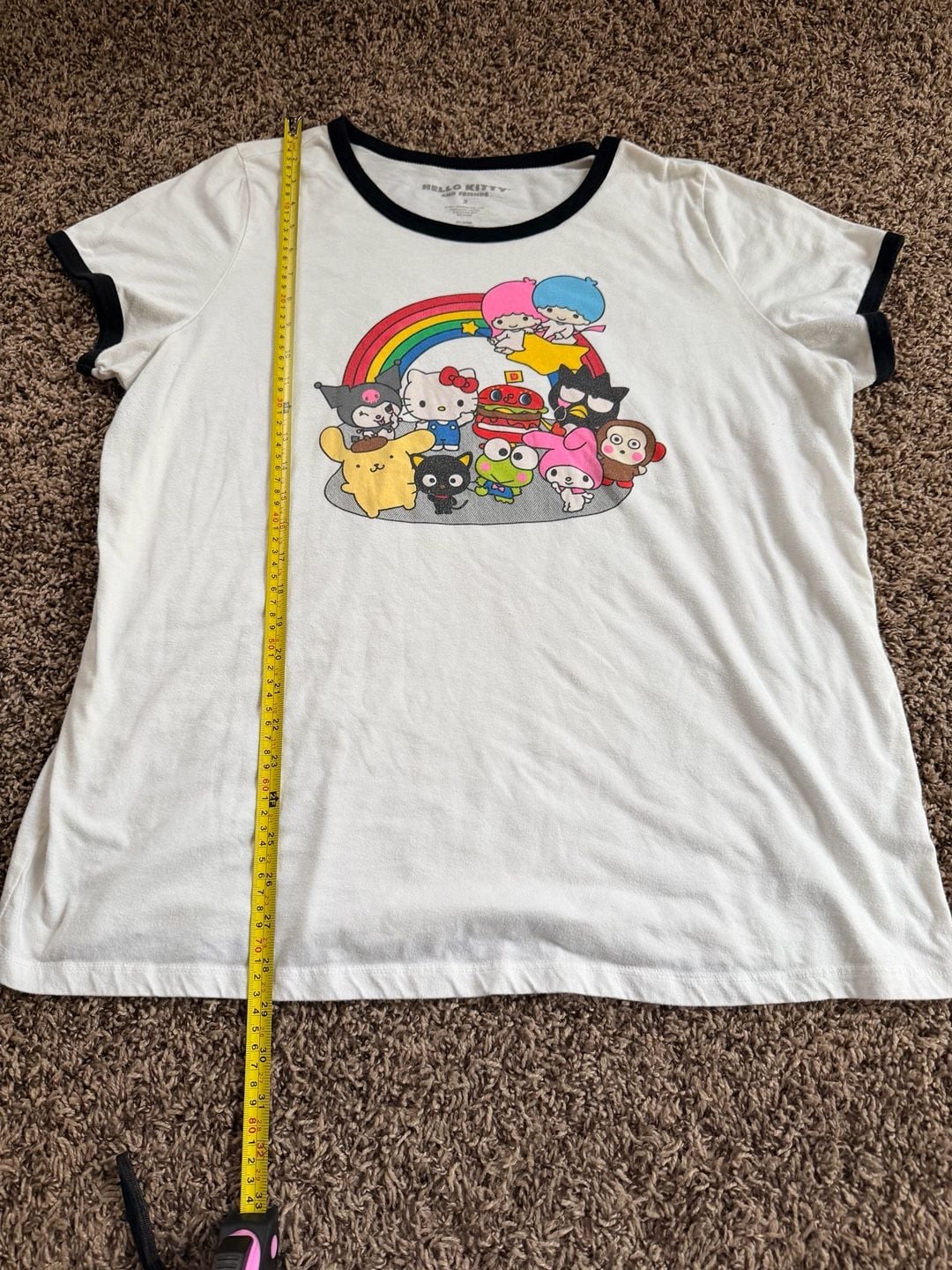 Hello Kitty and Friends Graphic Ringer T-Shirt Size 2 White 5