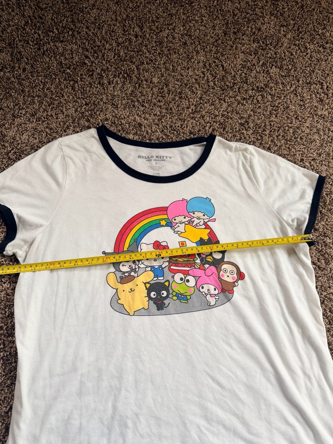 Hello Kitty and Friends Graphic Ringer T-Shirt Size 2 White 7