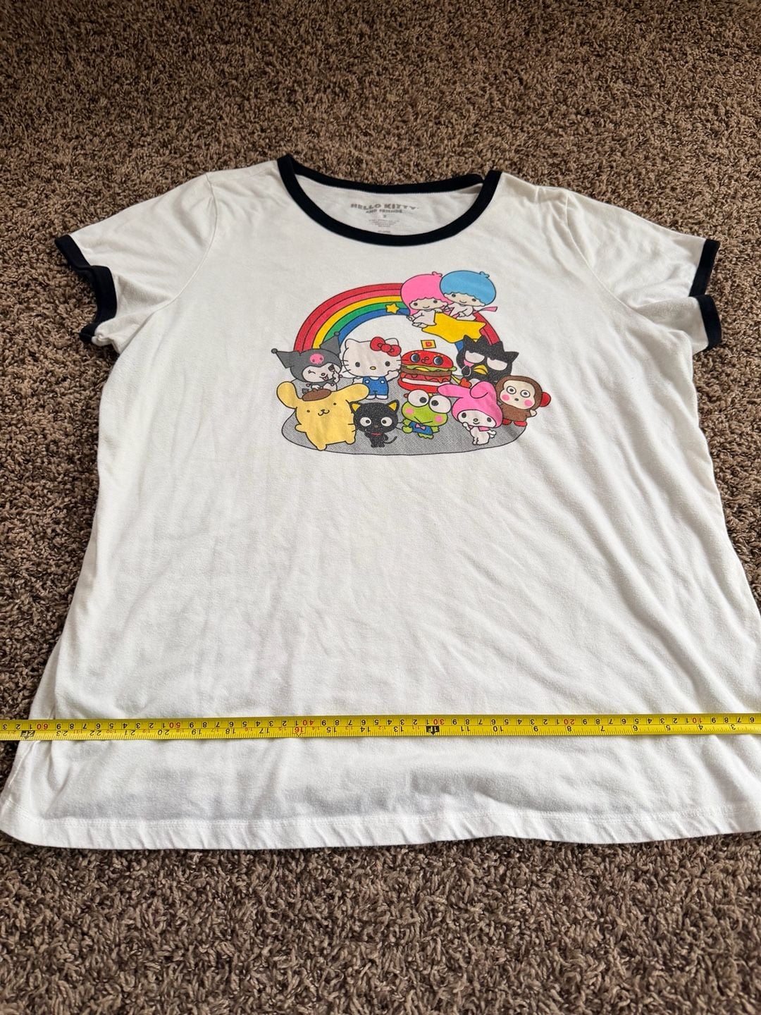 Hello Kitty and Friends Graphic Ringer T-Shirt Size 2 White 8
