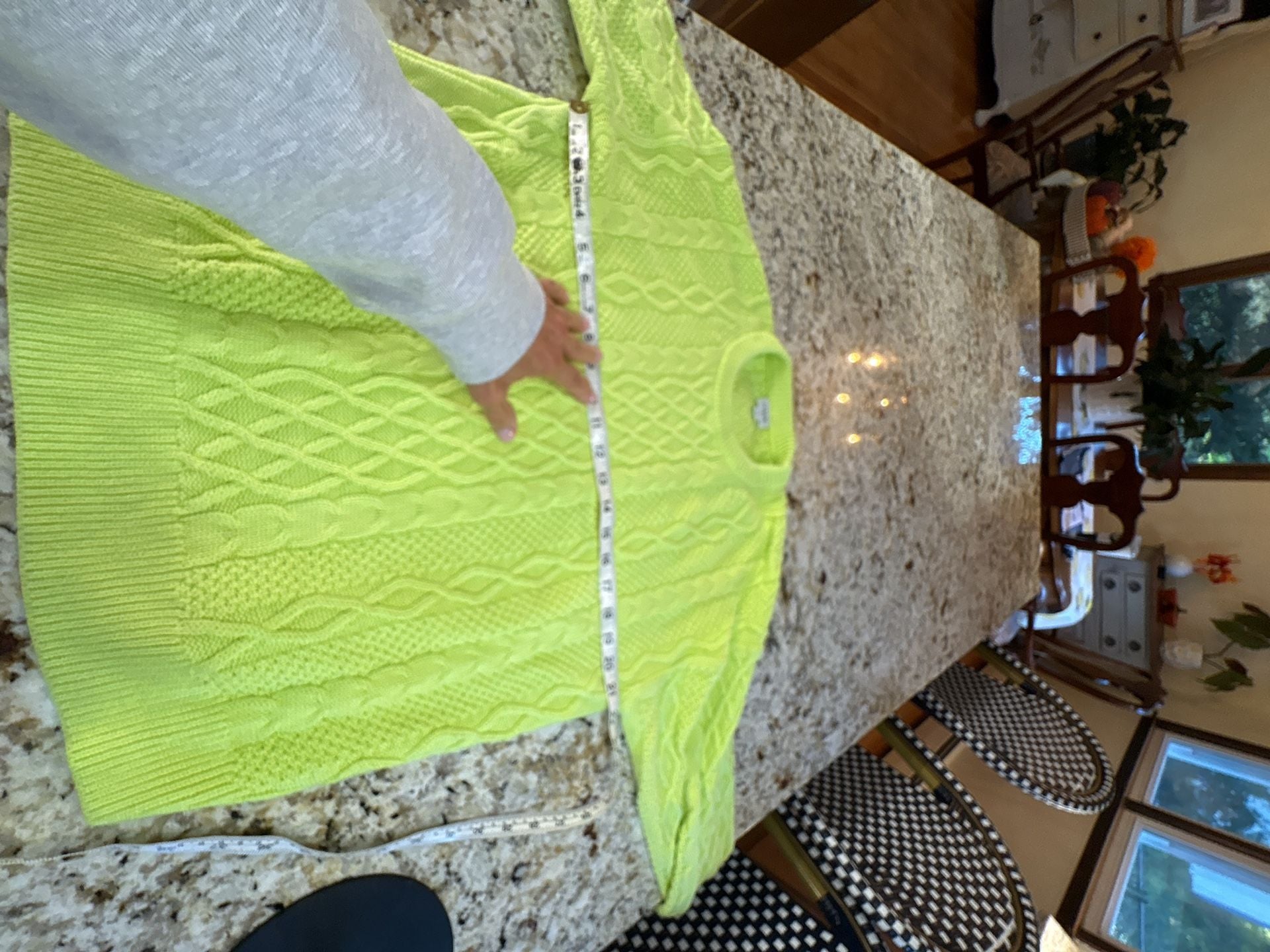 J. Crew Cable Knit Sweater XL Neon Yellow Cotton Crewneck Pullover 4