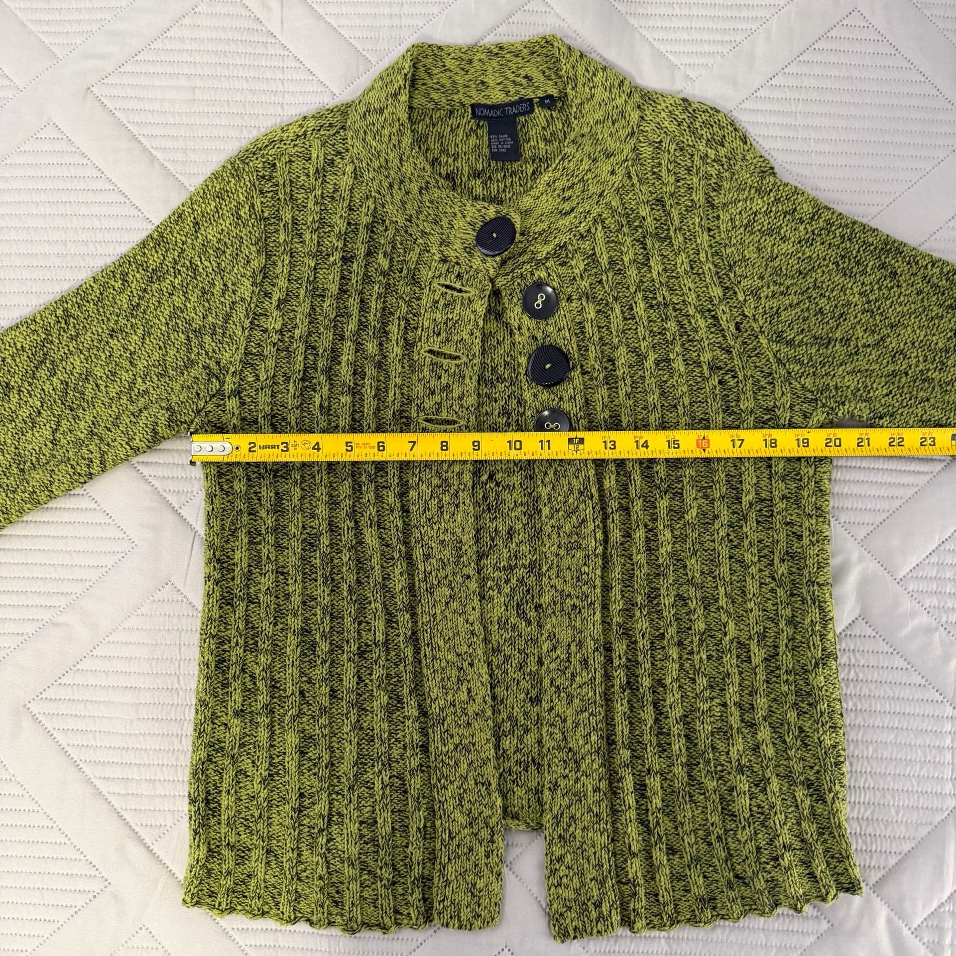 Nomadic Traders Cardigan Sweater Size M Green Ramie Cotton 4