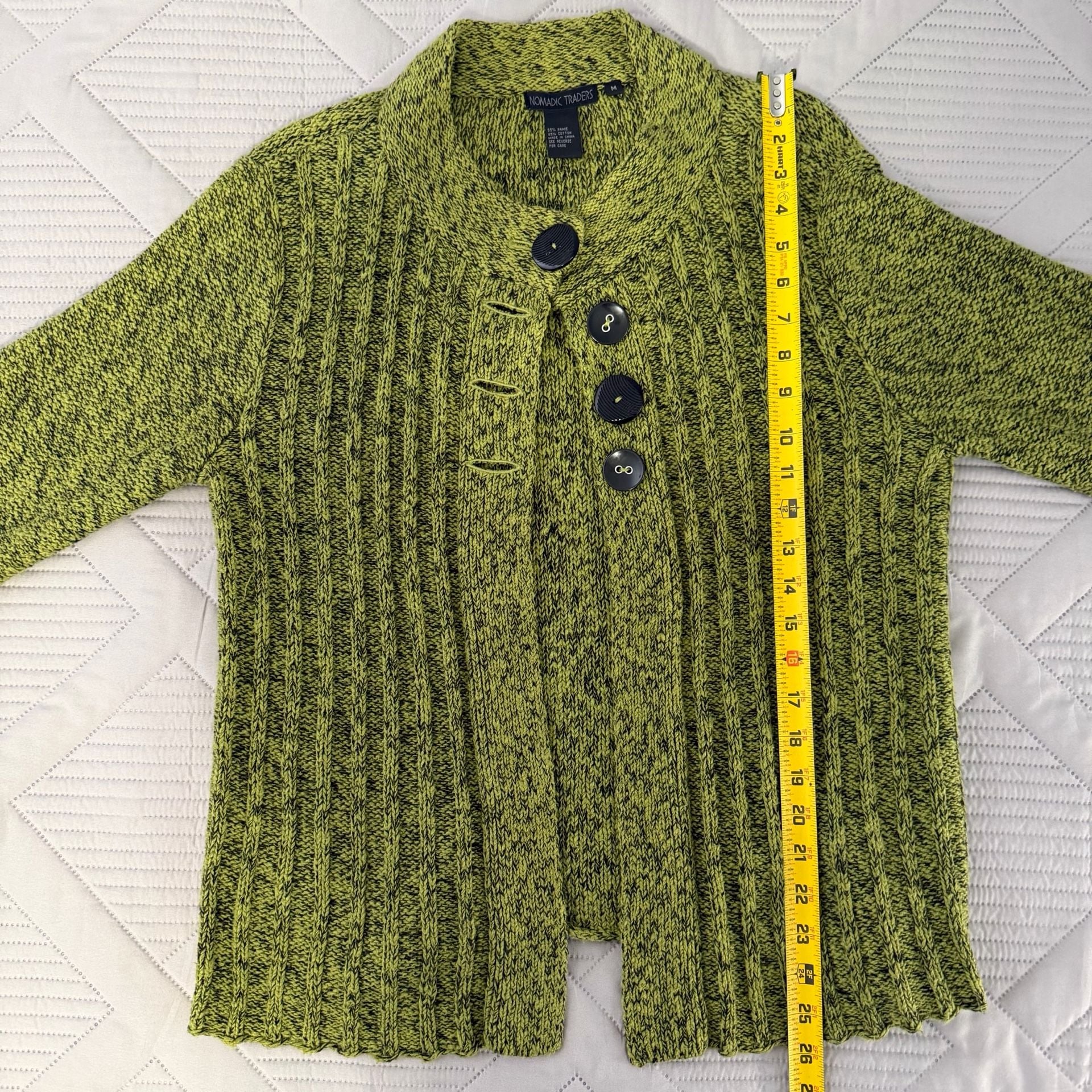 Nomadic Traders Cardigan Sweater Size M Green Ramie Cotton 5