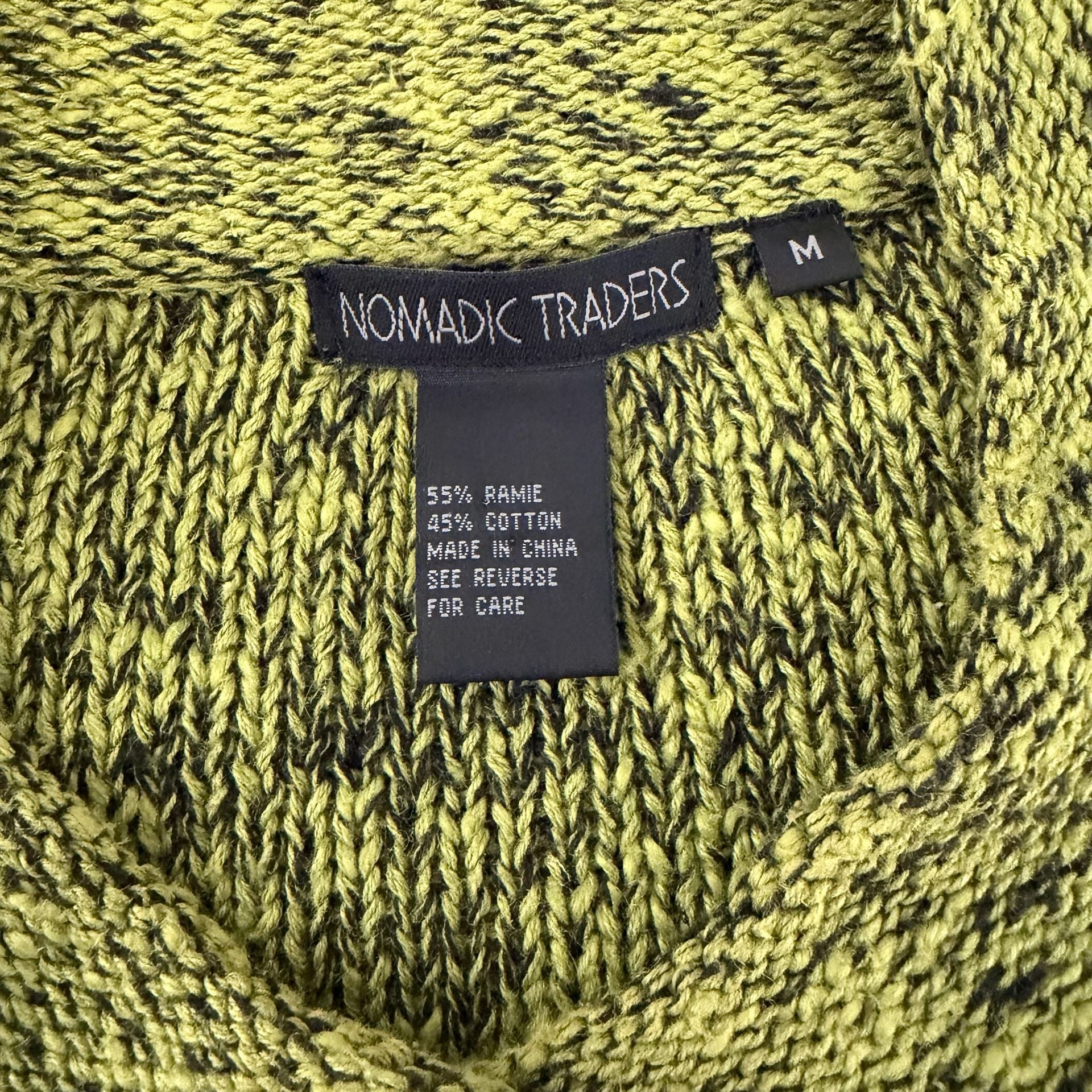 Nomadic Traders Cardigan Sweater Size M Green Ramie Cotton 6