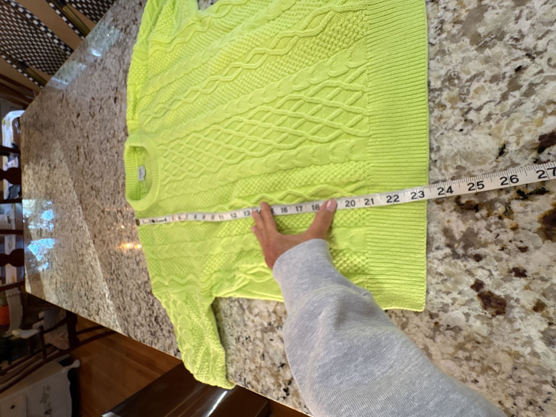 J. Crew Cable Knit Sweater XL Neon Yellow Cotton Crewneck Pullover 5