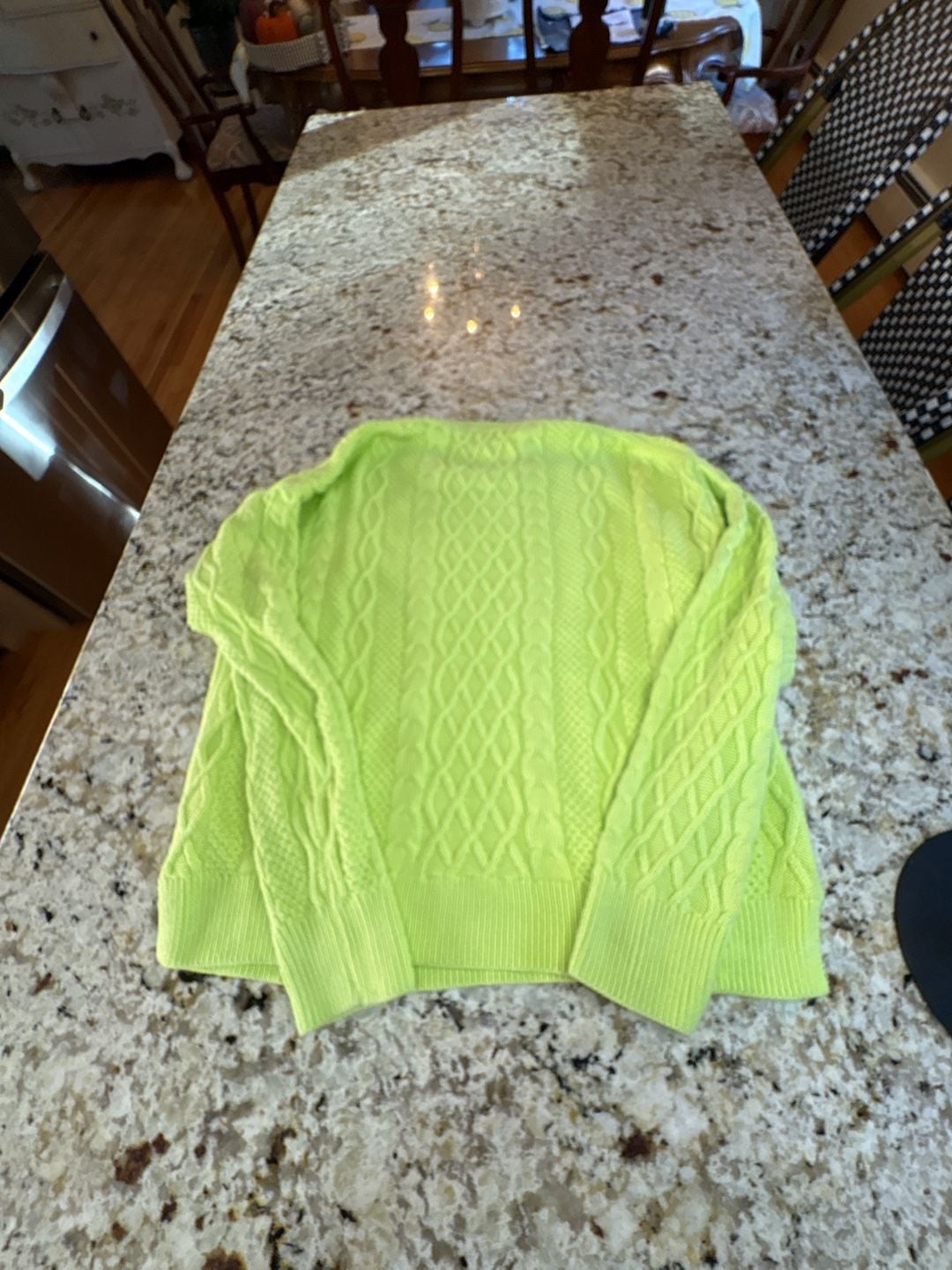 J. Crew Cable Knit Sweater XL Neon Yellow Cotton Crewneck Pullover 9