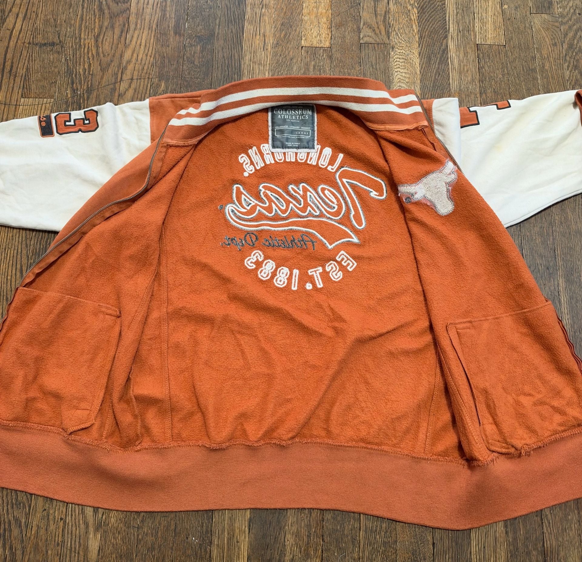 Vintage Colosseum Athletics Texas Longhorns Zip Letter Sweater XL Orange 11