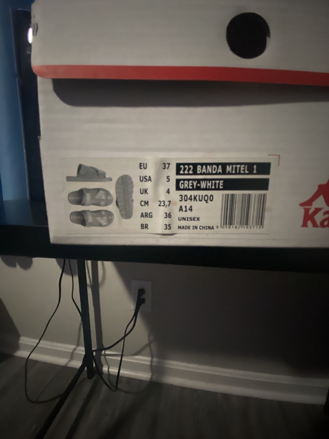 Kappa 222 Banda Mitel 1 Slides Sandals Grey White 6