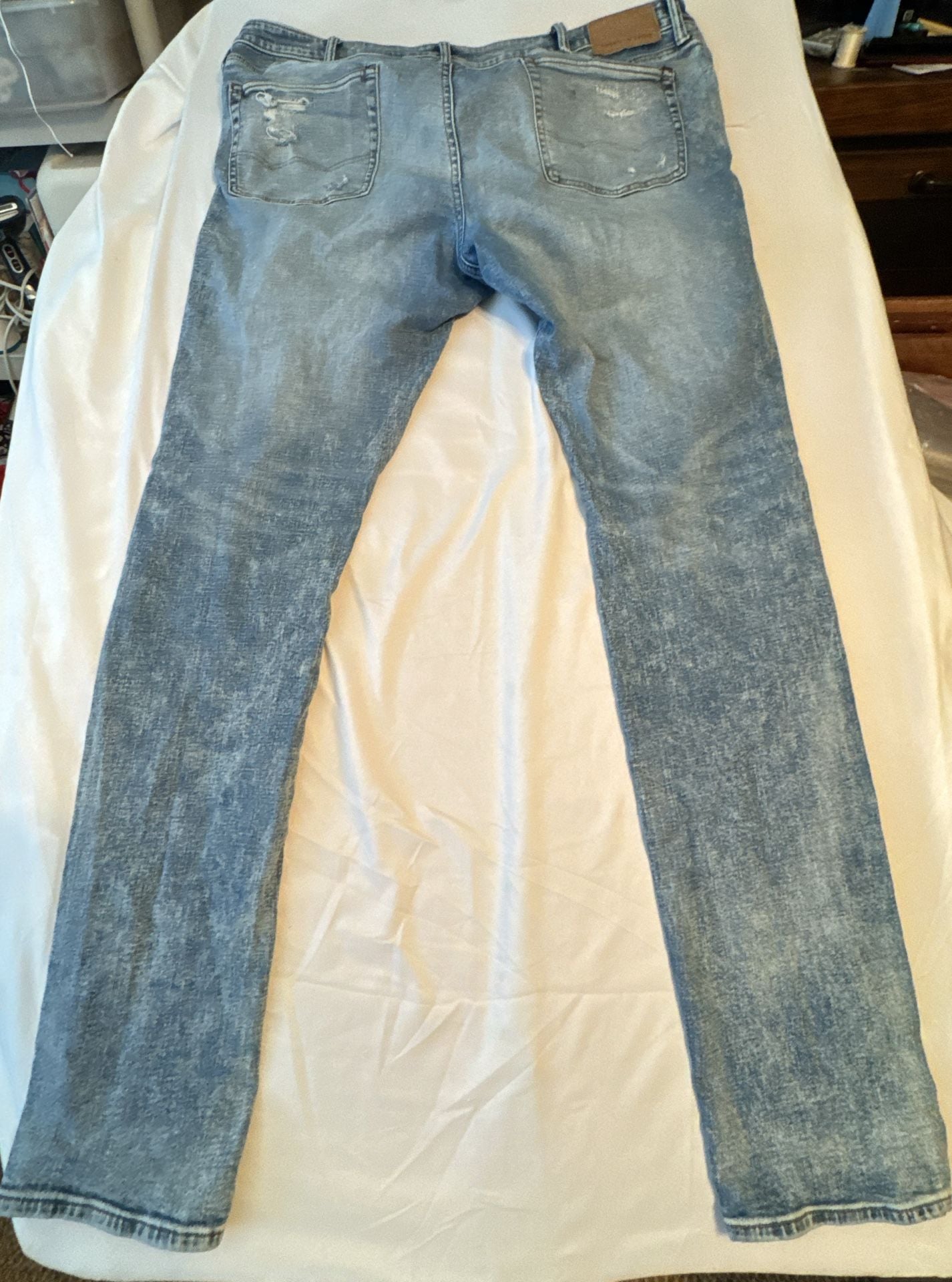 American Eagle Stacked Skinny Size 40x32 Distressed Acid Wash Jeans 9