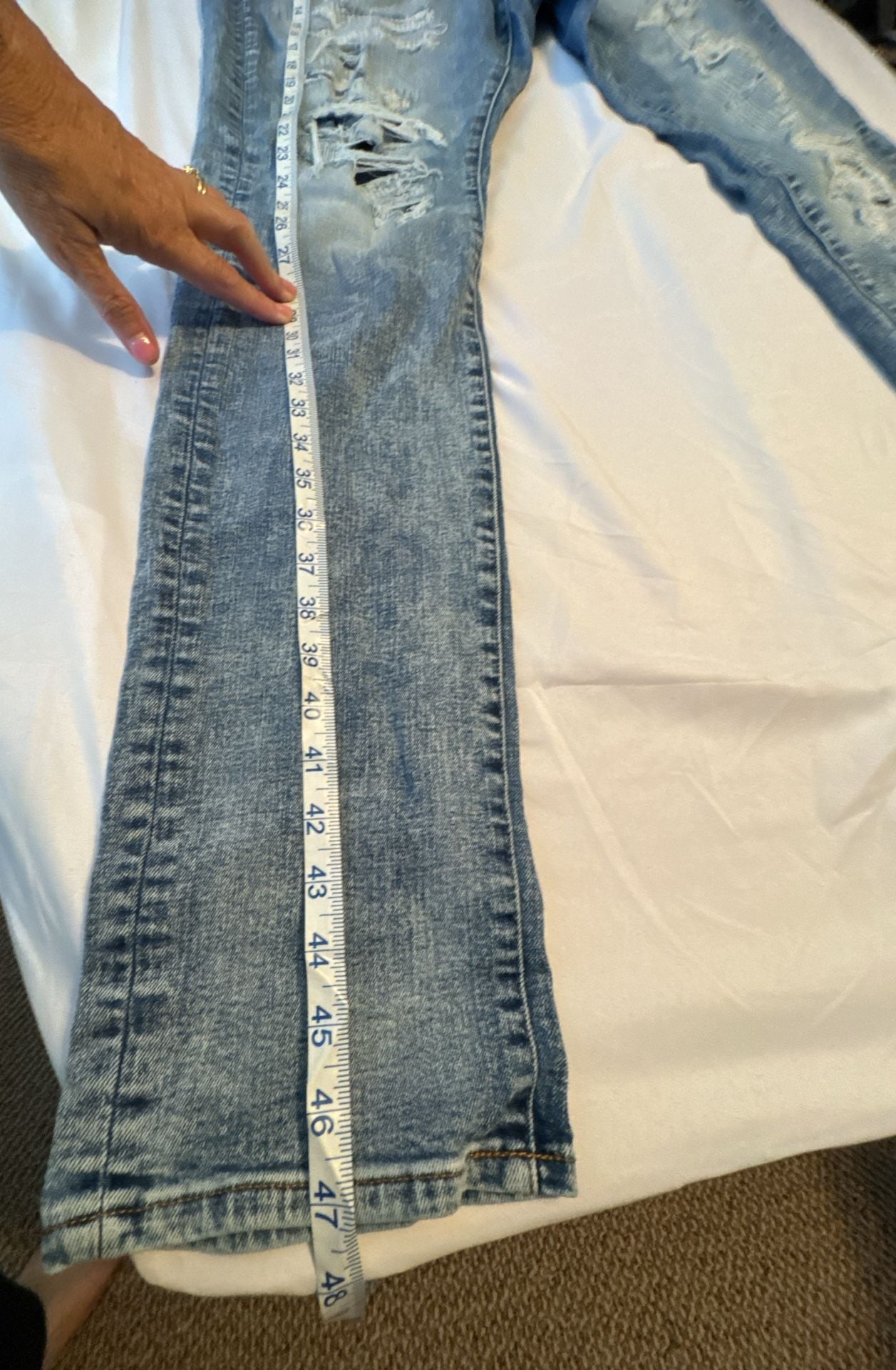 American Eagle Stacked Skinny Size 40x32 Distressed Acid Wash Jeans 6
