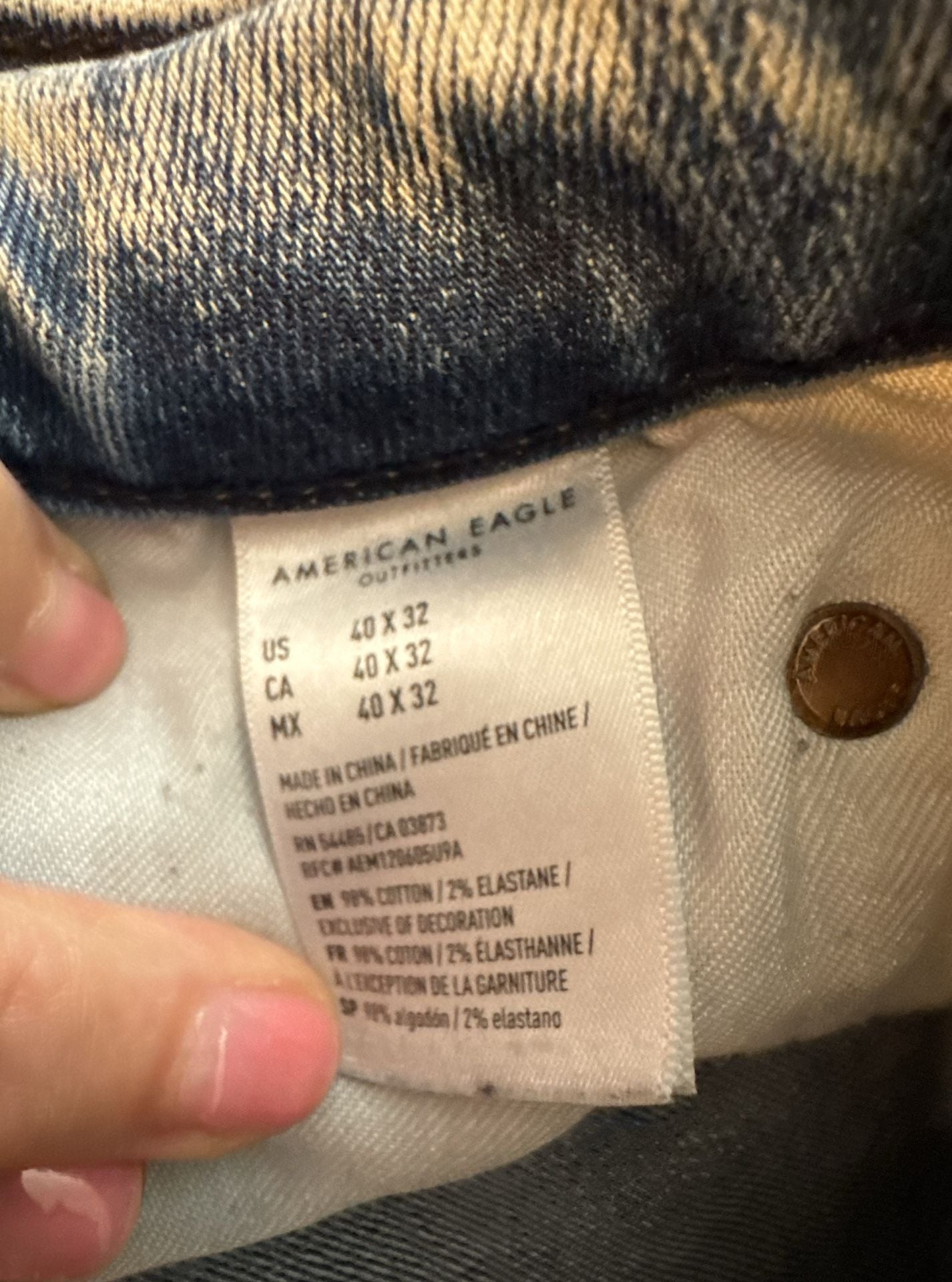 American Eagle Stacked Skinny Size 40x32 Distressed Acid Wash Jeans 5