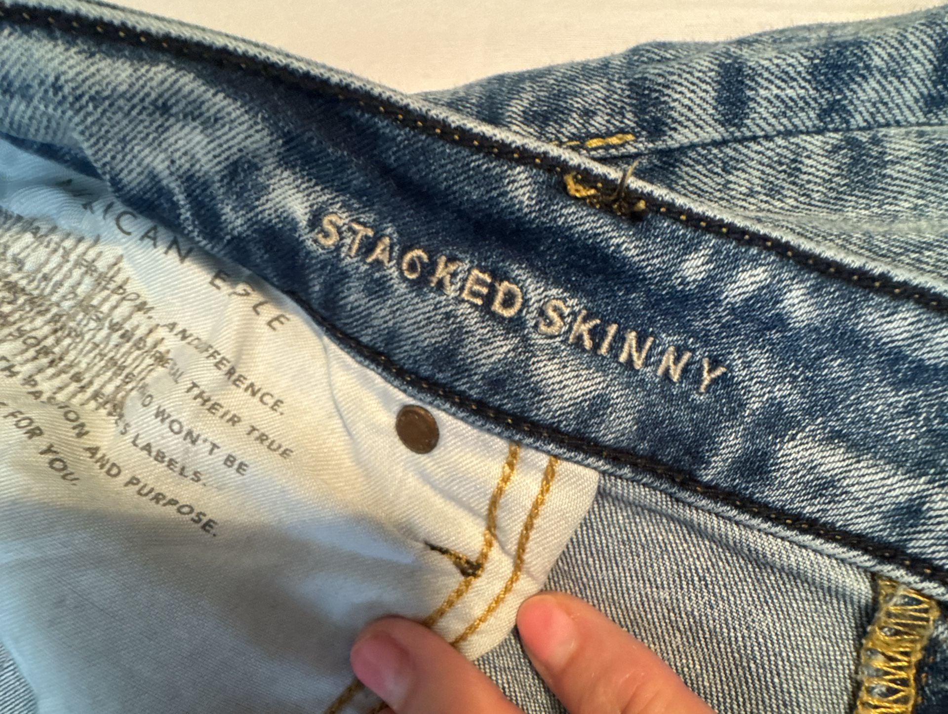 American Eagle Stacked Skinny Size 40x32 Distressed Acid Wash Jeans 4