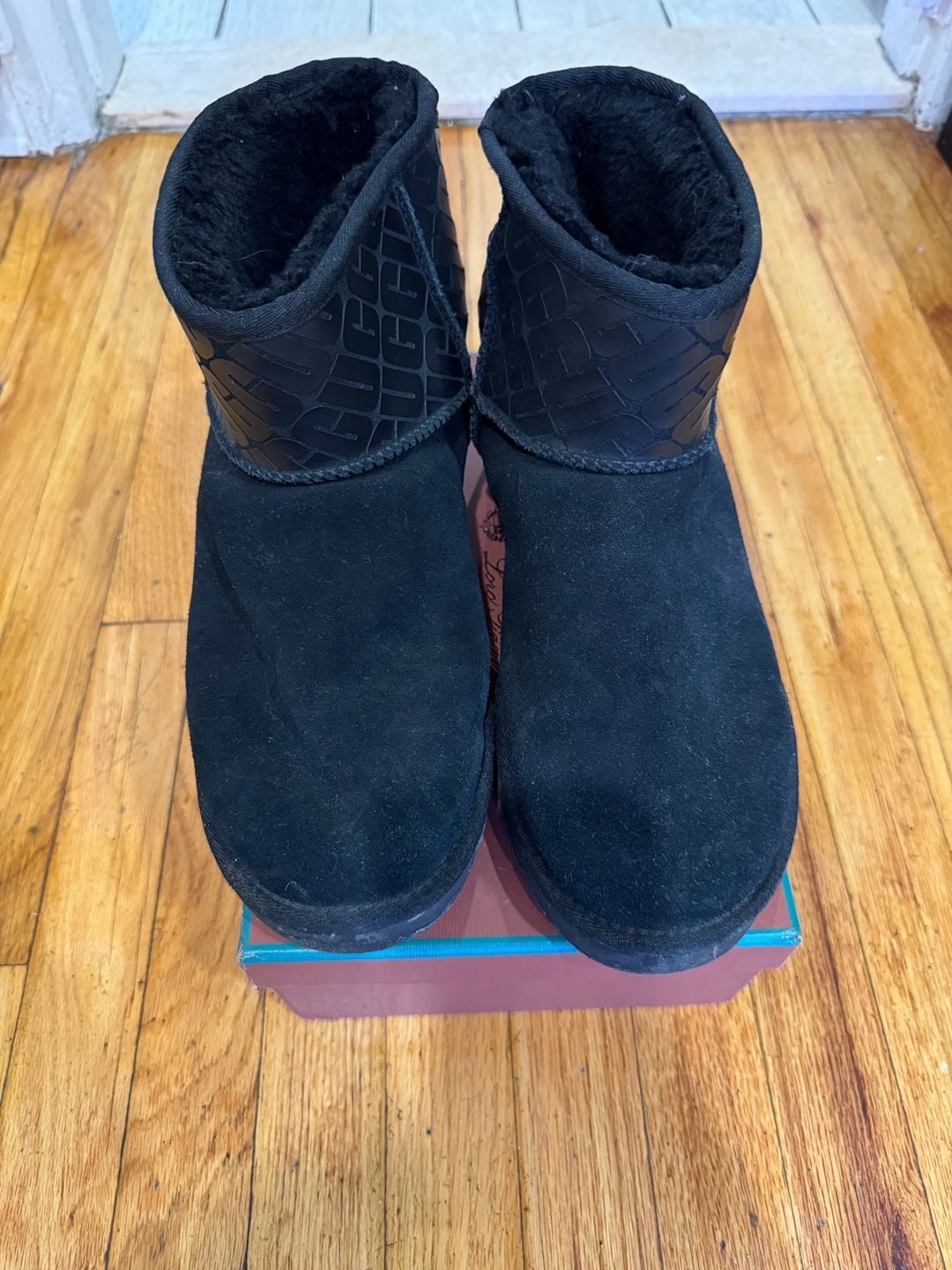 UGG Classic Mini II Ugg Logo Black Suede Boots 2