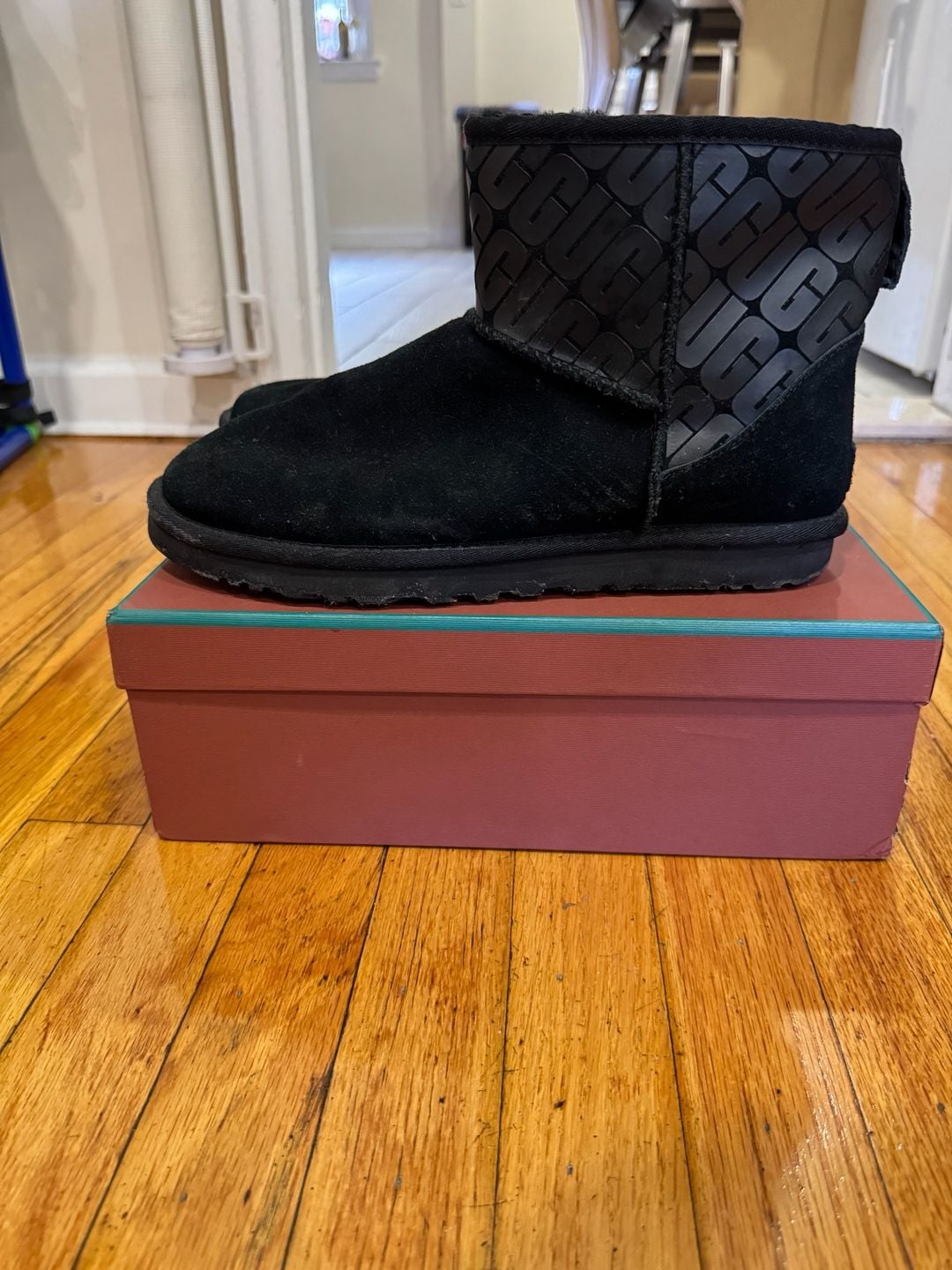UGG Classic Mini II Ugg Logo Black Suede Boots 4