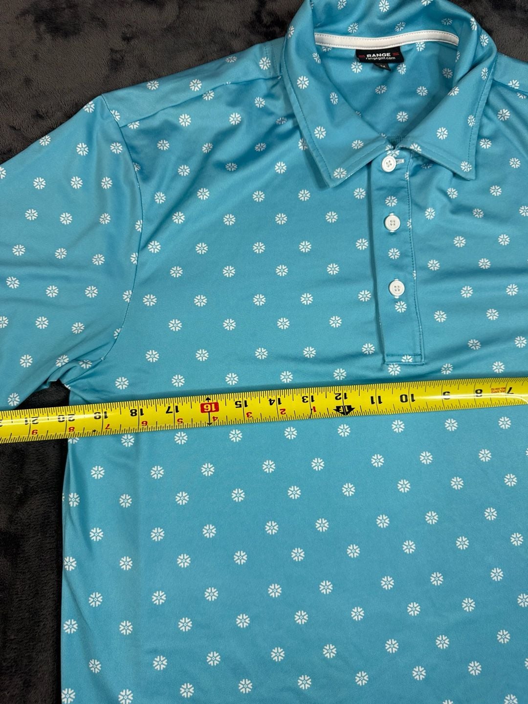 Men’s Range Golf Polo Size M Blue White Snowflake Print Performance Shirt#149 3