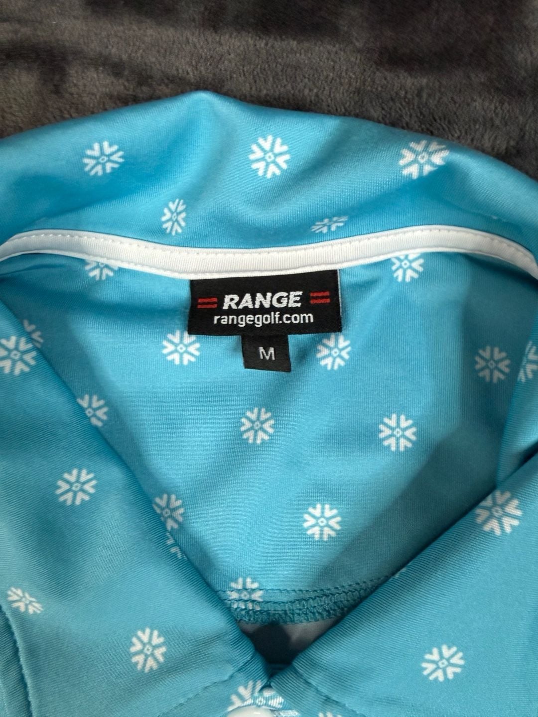 Men’s Range Golf Polo Size M Blue White Snowflake Print Performance Shirt#149 4