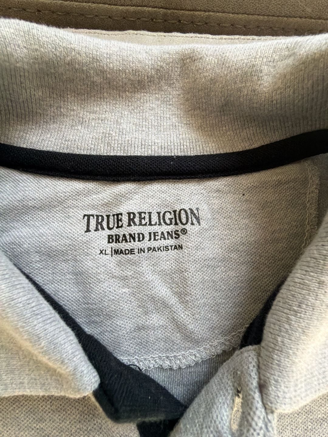 True Religion Polo Shirt Size XL Gray Black Colorblock 3