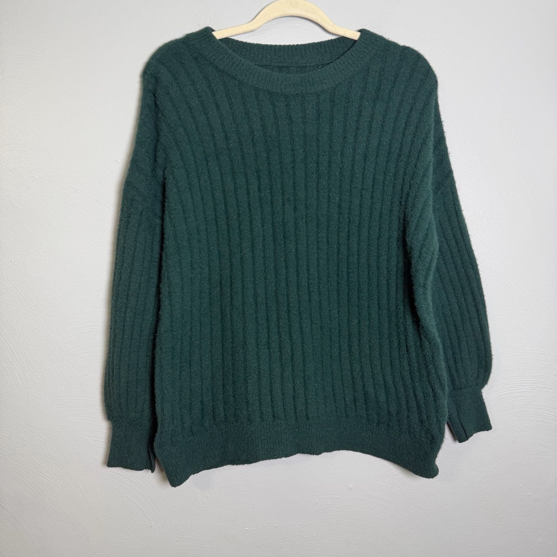 Aerie Ribbed Pullover Sweater Size XS/TP Green Fuzzy 2