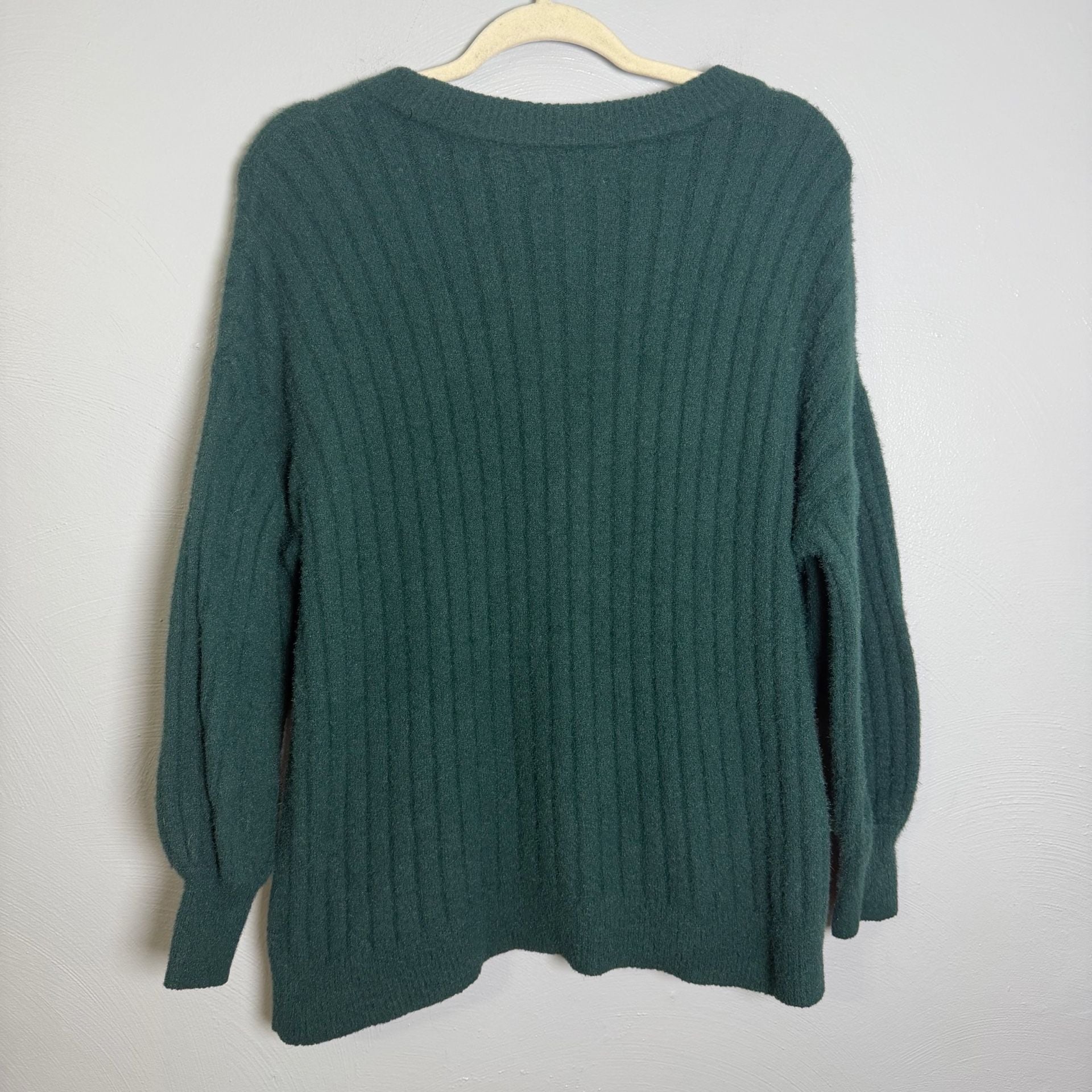 Aerie Ribbed Pullover Sweater Size XS/TP Green Fuzzy 3