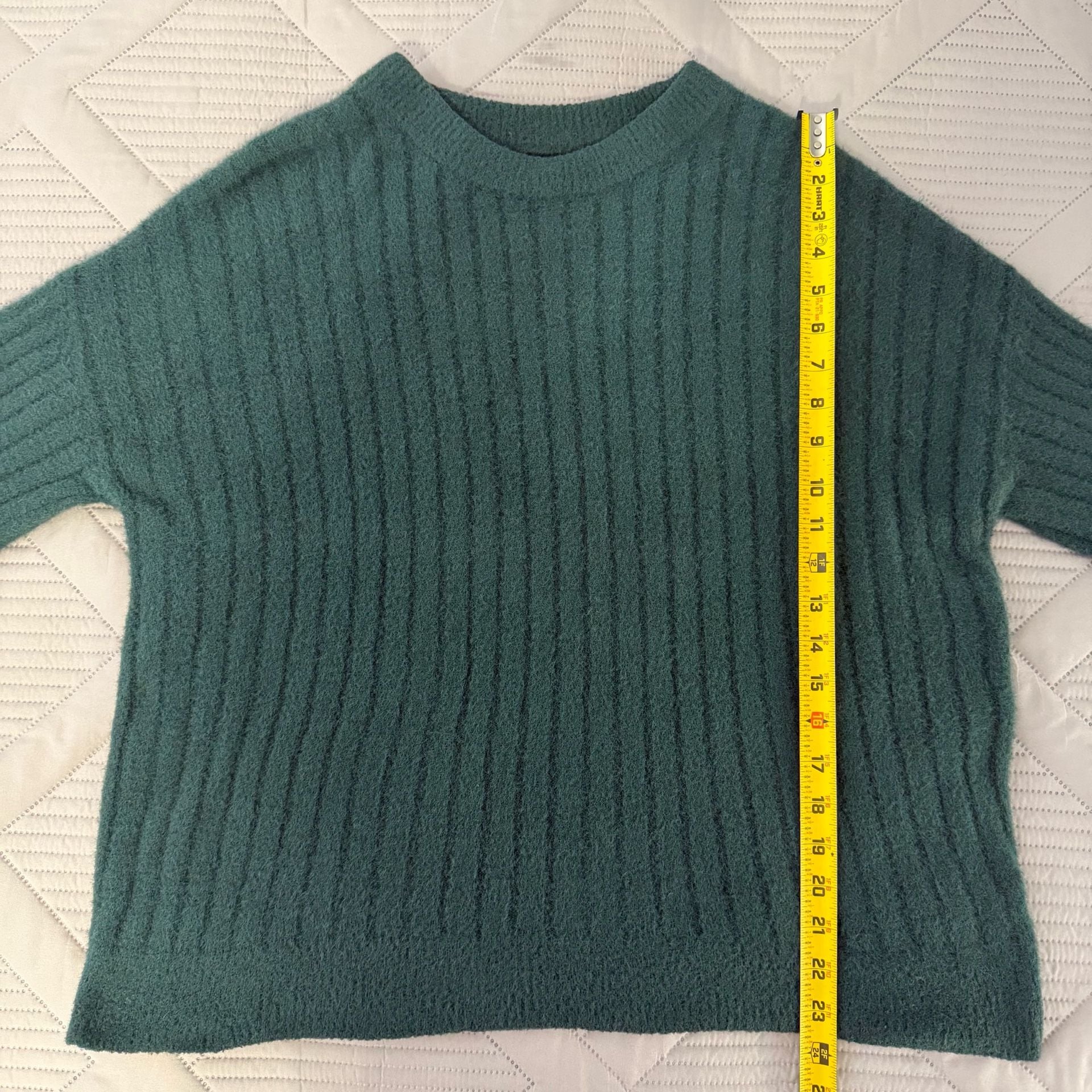 Aerie Ribbed Pullover Sweater Size XS/TP Green Fuzzy 5