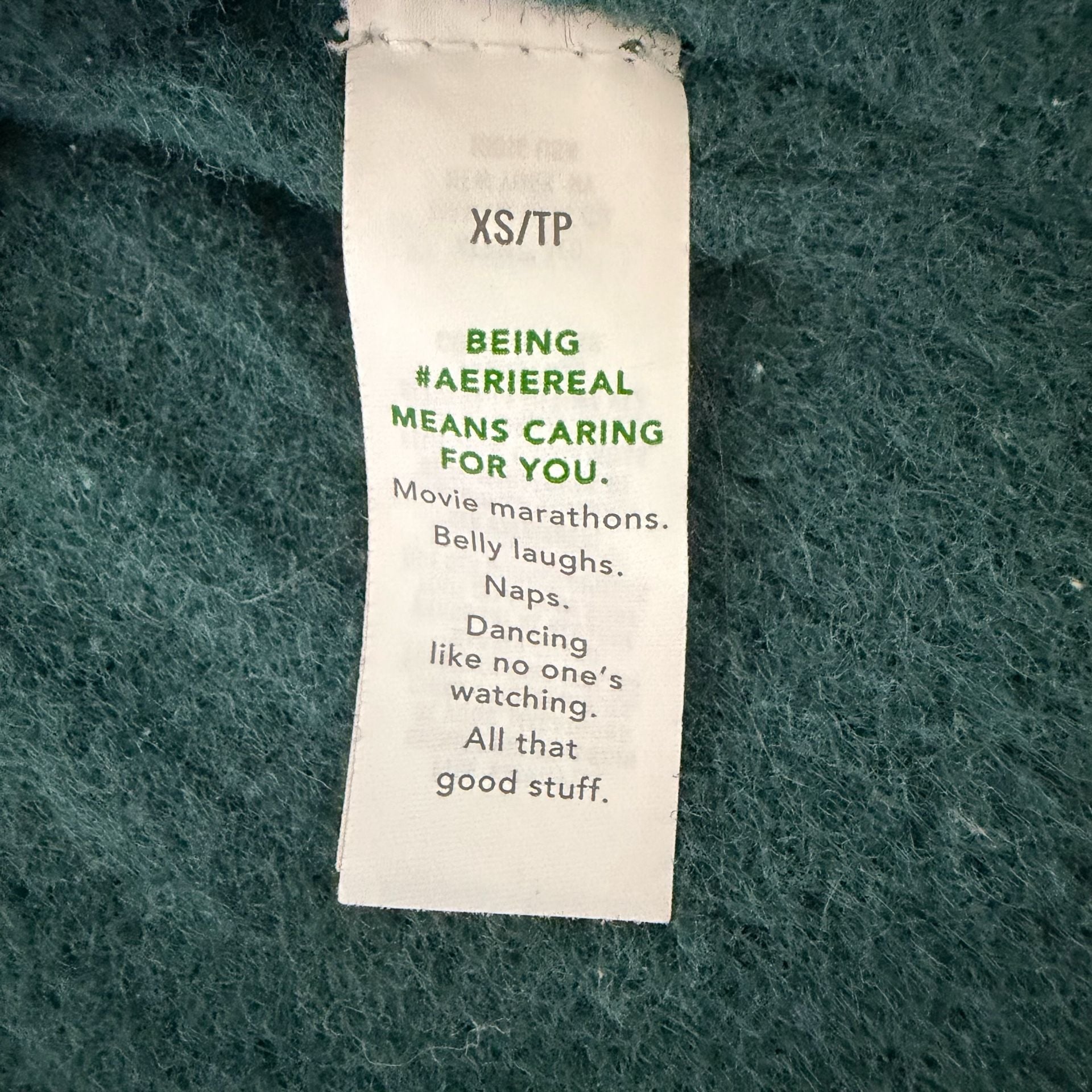 Aerie Ribbed Pullover Sweater Size XS/TP Green Fuzzy 7