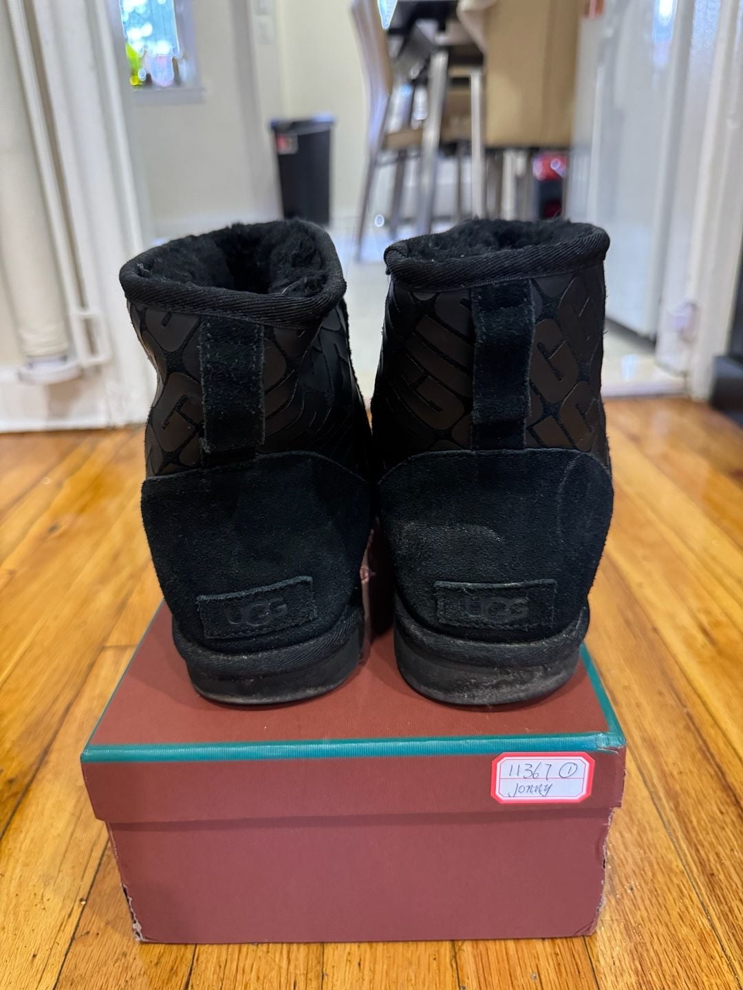 UGG Classic Mini II Ugg Logo Black Suede Boots 9