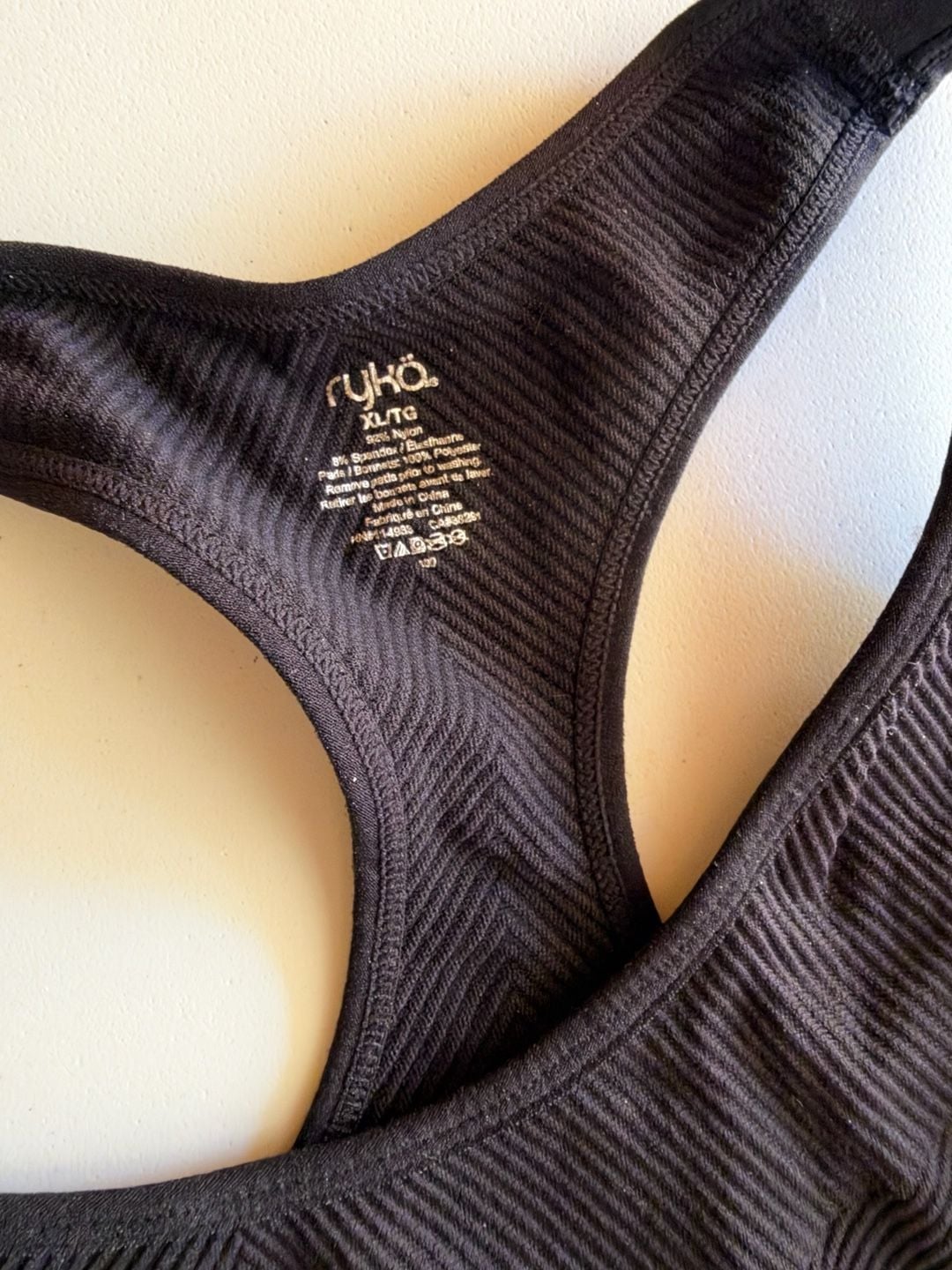 ryka Sports Bra Size XL Black Seamless Racerback 3