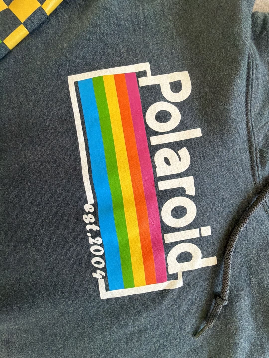 Gildan Polaroid Rainbow Graphic Hoodie Size XL Dark Gray 3