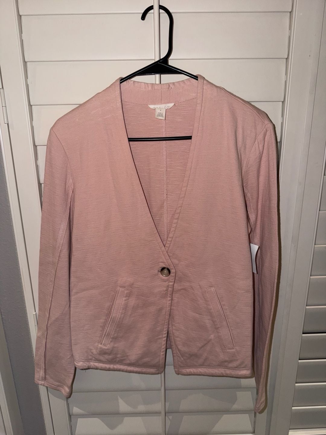 Caslon Pink Cotton Knit Open Blazer Jacket 7