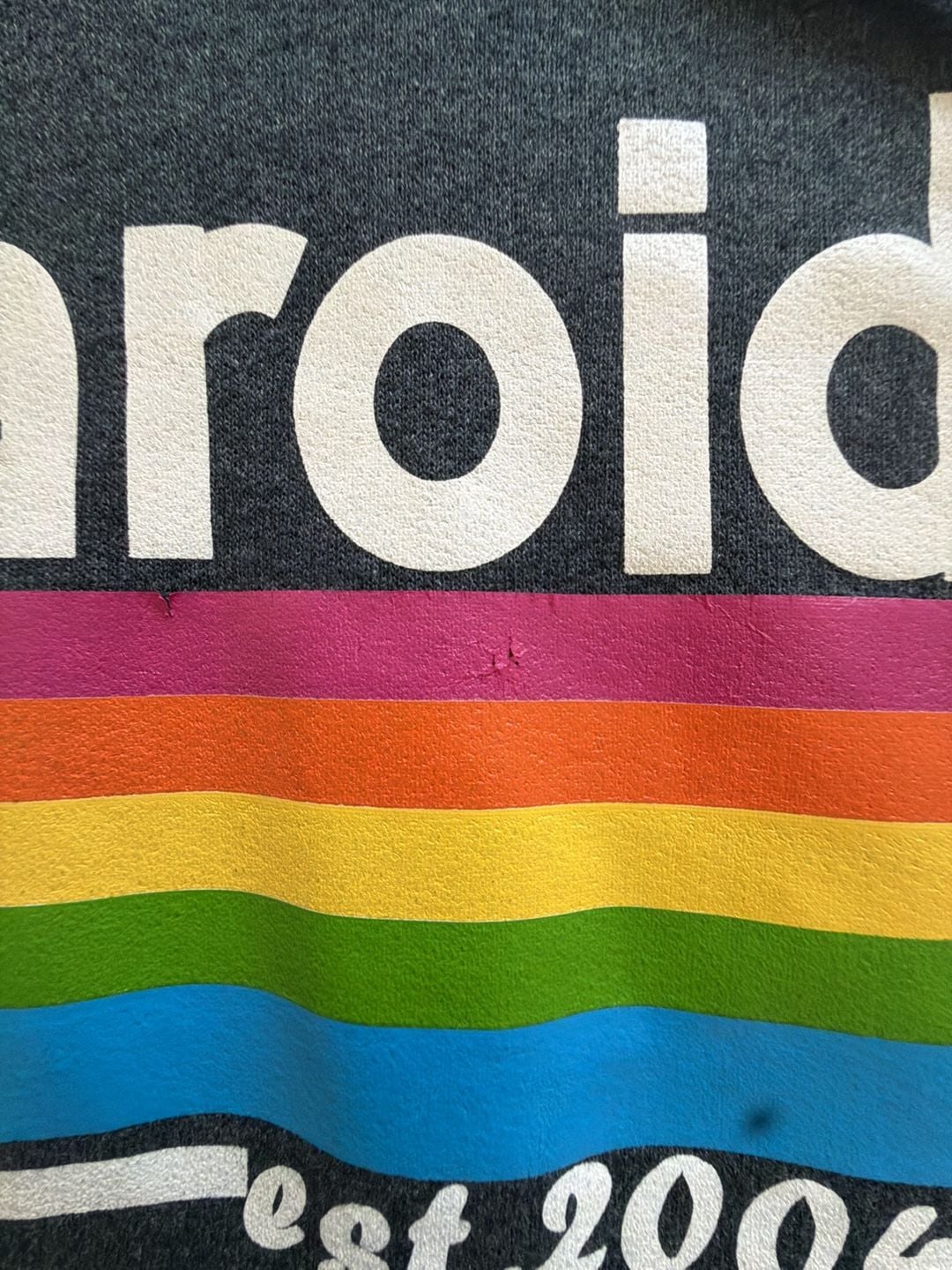Gildan Polaroid Rainbow Graphic Hoodie Size XL Dark Gray 4