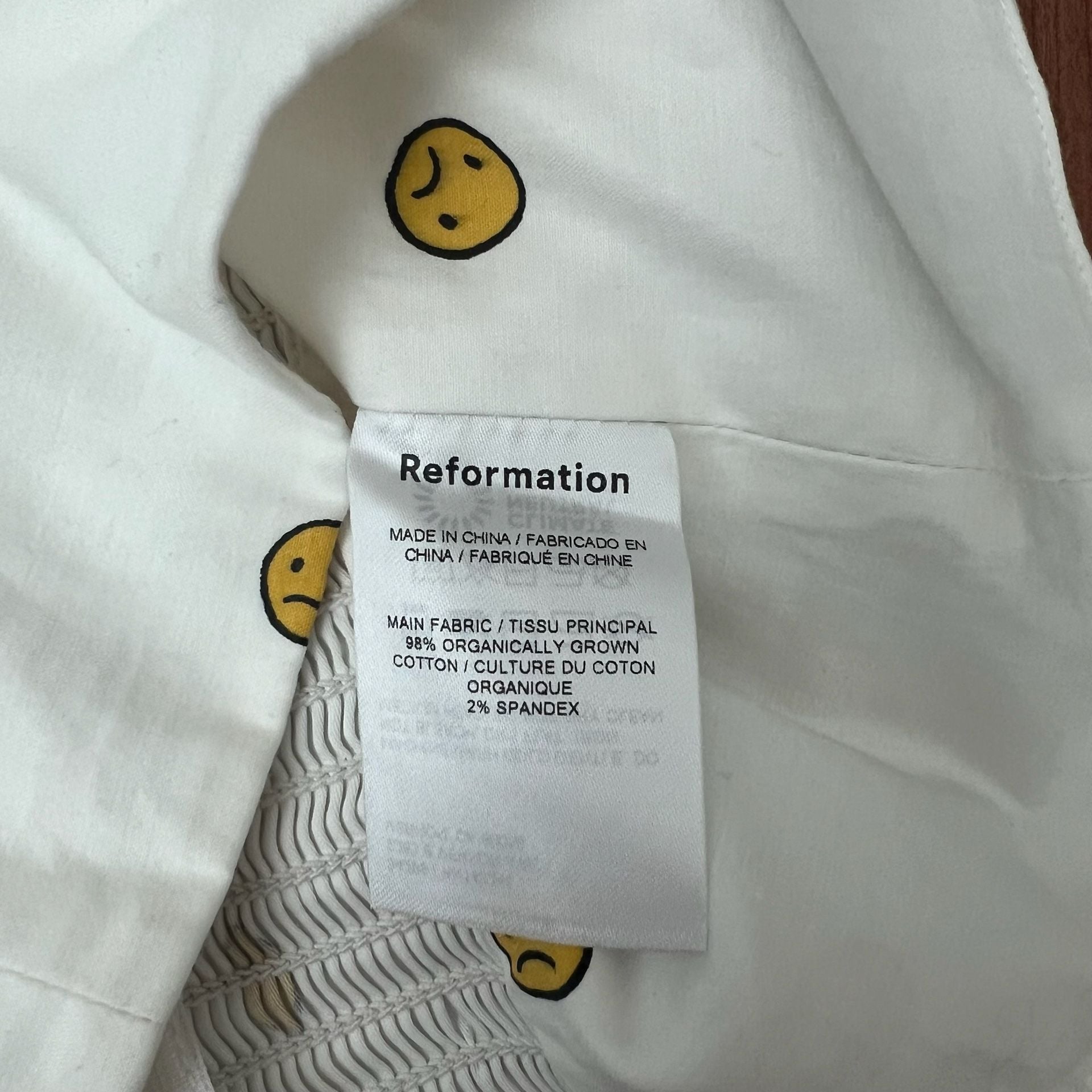 Reformation Smiley Mixed Emotions Graphic Print Strapless Tube Crop Top Size 8 6