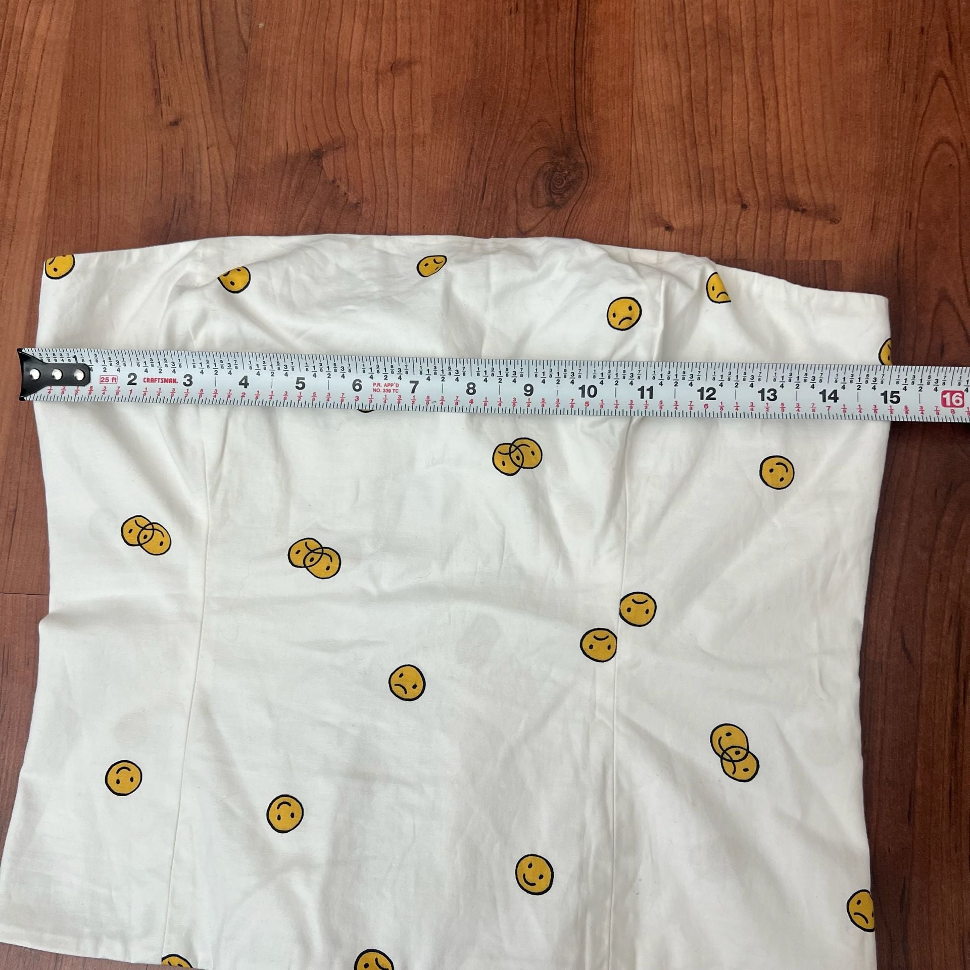 Reformation Smiley Mixed Emotions Graphic Print Strapless Tube Crop Top Size 8 7