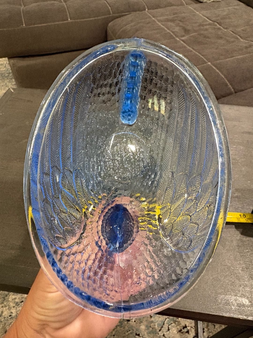 Indiana Glass Cornflower Blue Hen on Nest Candy Dish Beaded Rim 4