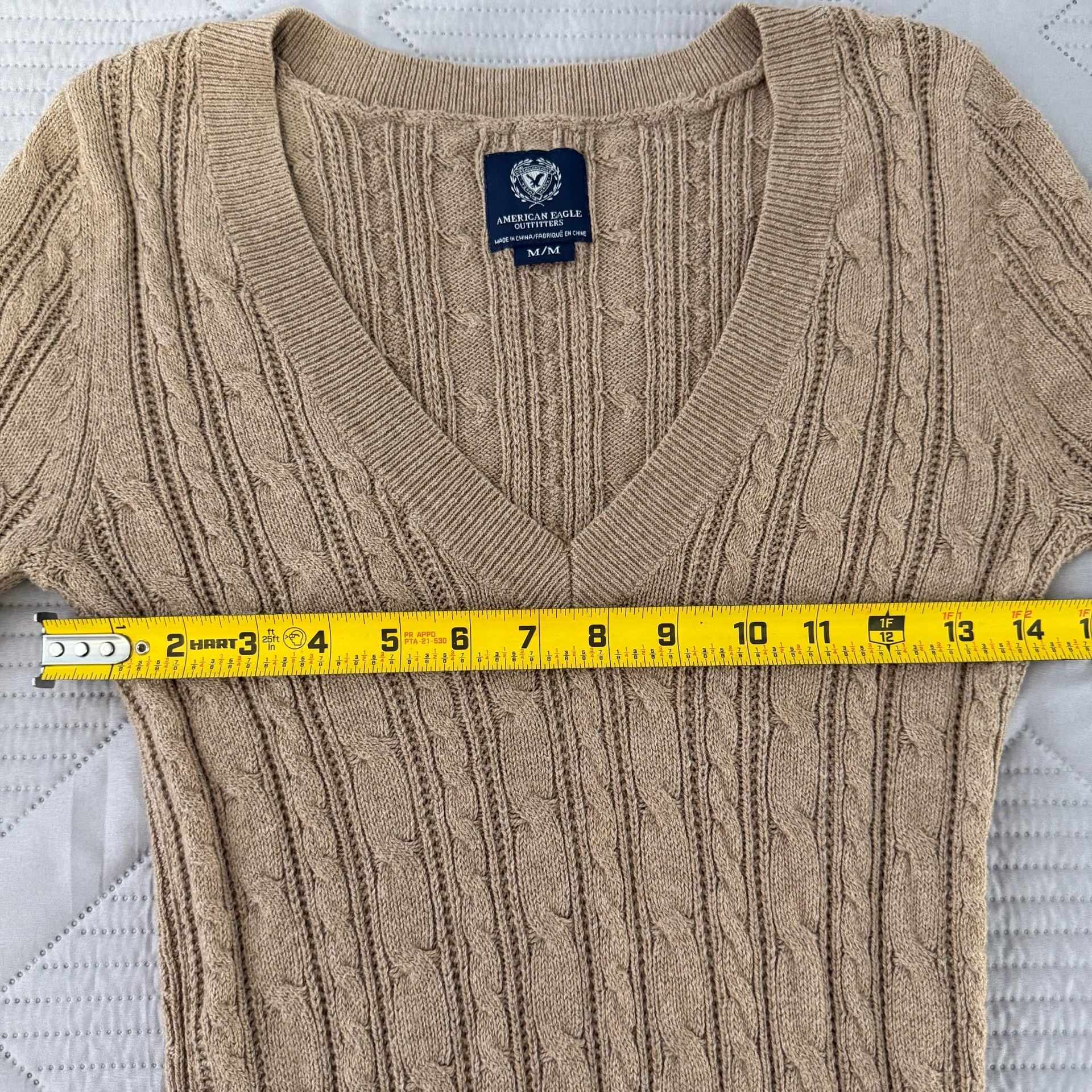 American Eagle Outfitters Cable Knit V Neck Sweater Size M 4